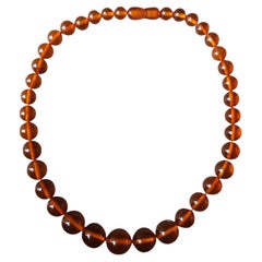 Collana di perline graduate in ambra baltica arancione vintage con chiusura a vite per perline Collana di perline graduate in ambra baltica arancione vintage con chiusura a vite per perline