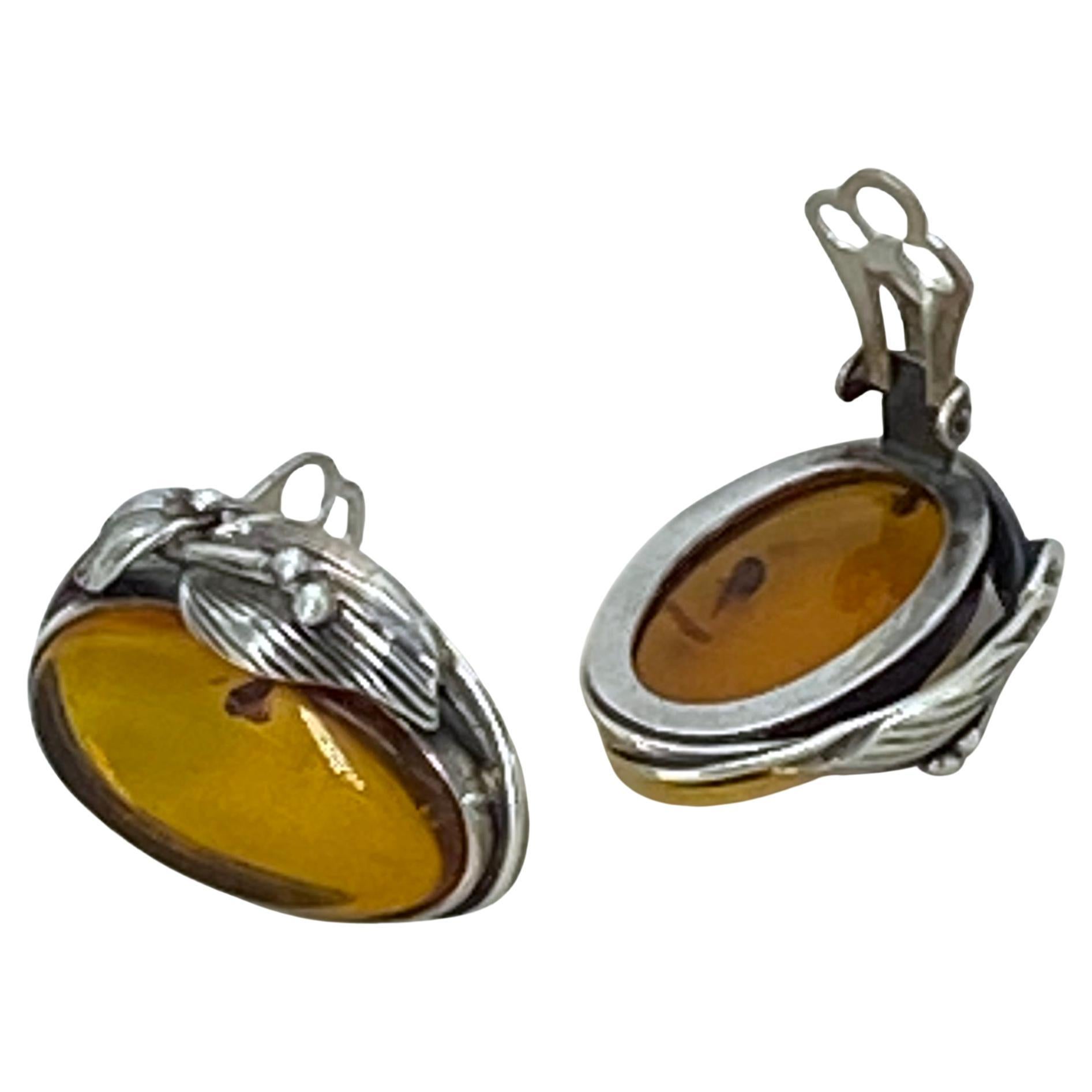 Vintage Baltic Amber Sterling Clip-on Ohrringe (Künstler*in) im Angebot