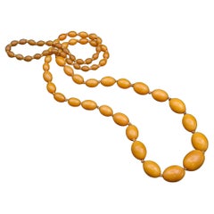 Vintage Baltic Egg Yolk Amber Beaded Strand Necklace 37 Inches