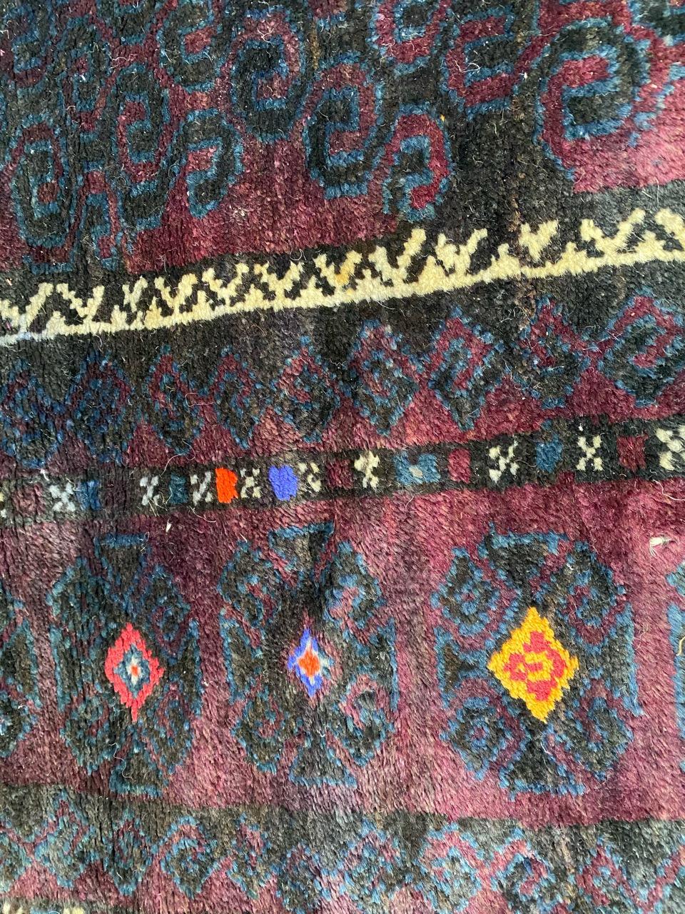 Vintage Baluch Afghan Grey Rug For Sale 5