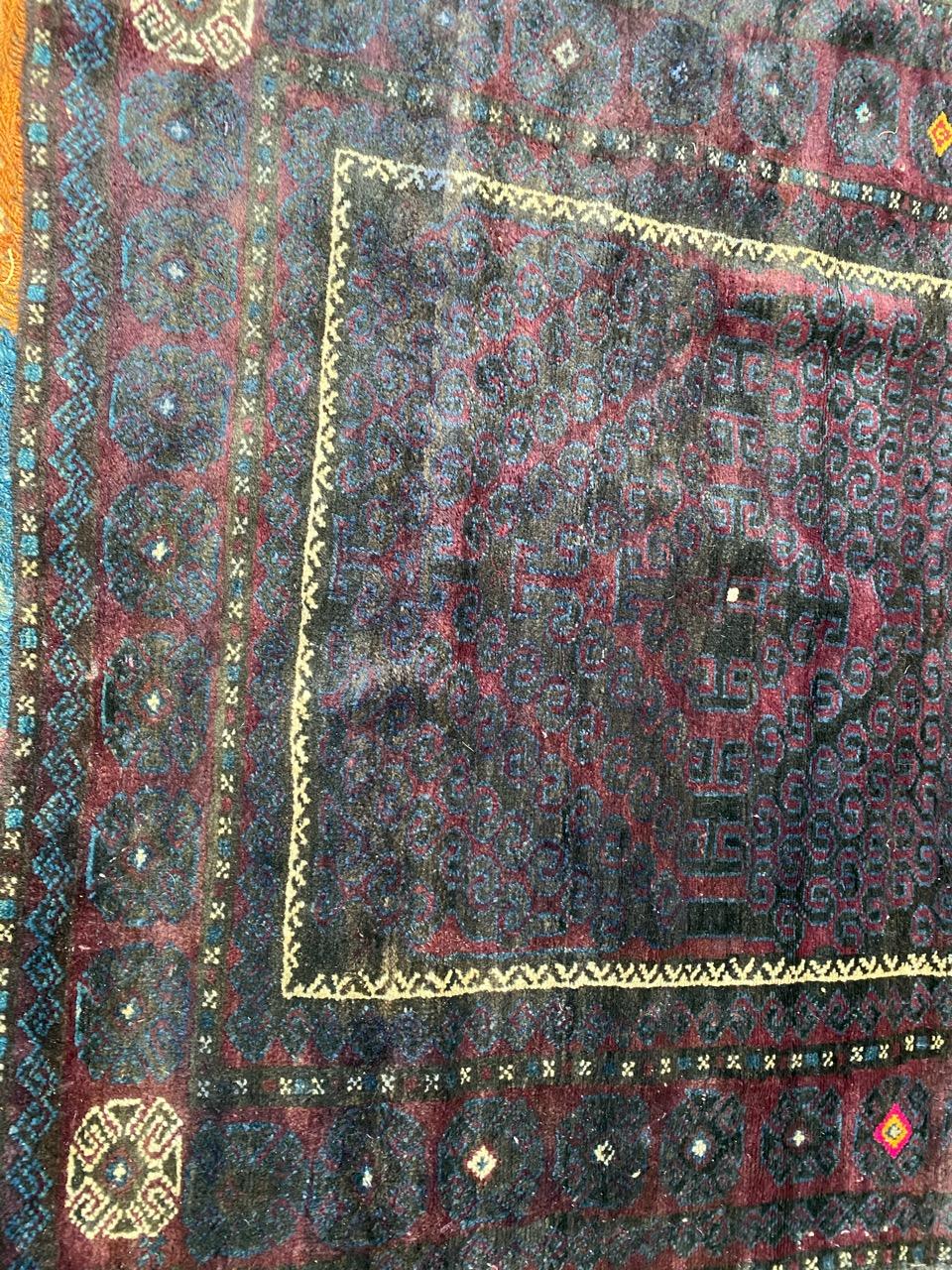 Vintage Baluch Afghan Grey Rug For Sale 9