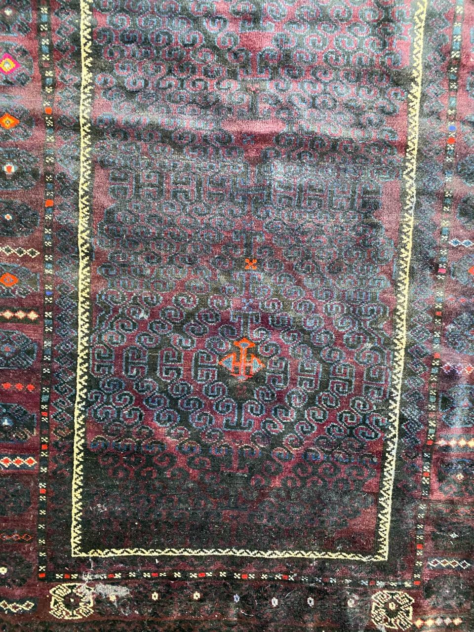 Tribal Vintage Baluch Afghan Grey Rug For Sale