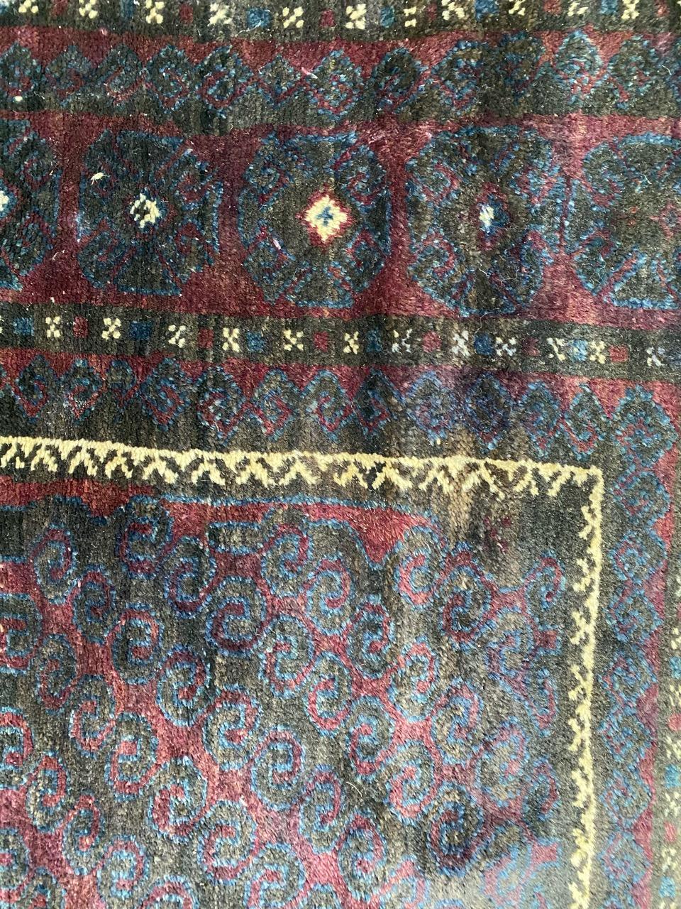 Vintage Baluch Afghan Grey Rug For Sale 1