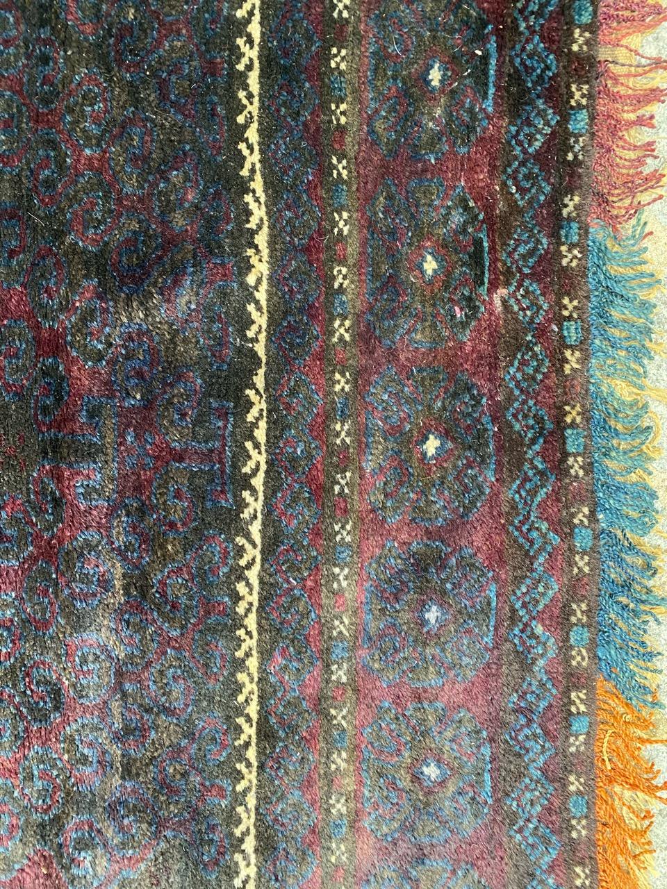 Vintage Baluch Afghan Grey Rug For Sale 2