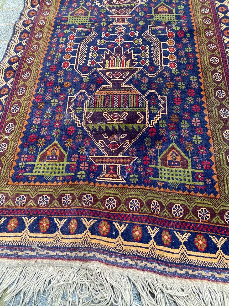 Beautiful mid-century Turkmen Baluch Afghan rug with beautiful tribal design and nice colors, entirely hand knotted with wool velvet on wool foundation.

✨✨✨
