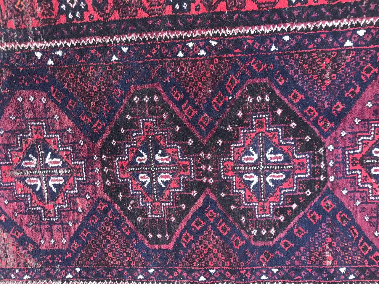 Vintage Baluch Afghan Rug In Fair Condition For Sale In Saint Ouen, FR