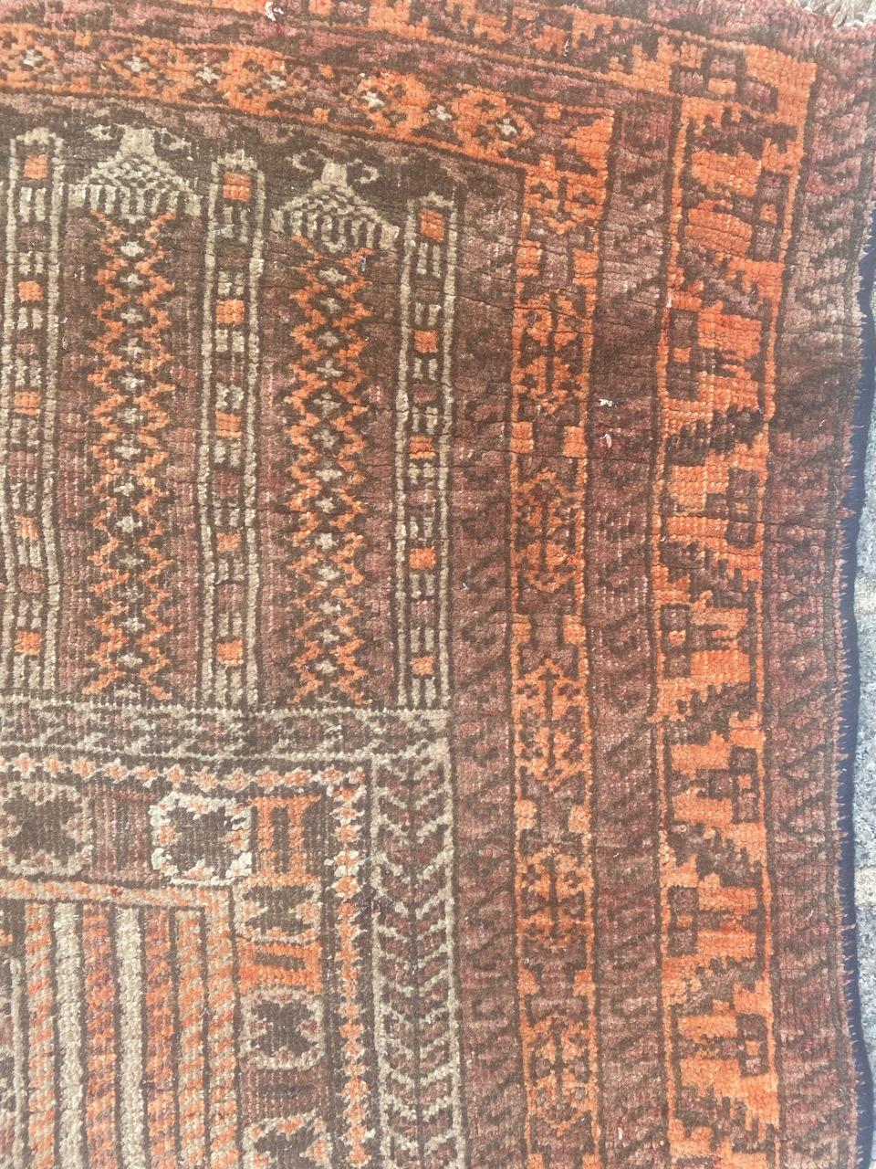 20th Century Bobyrug’s Vintage Baluch Afghan Rug For Sale
