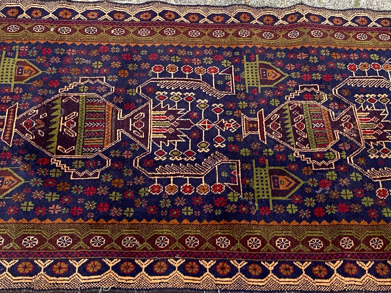 Late 20th Century Bobyrug’s Vintage Baluch Afghan Rug For Sale