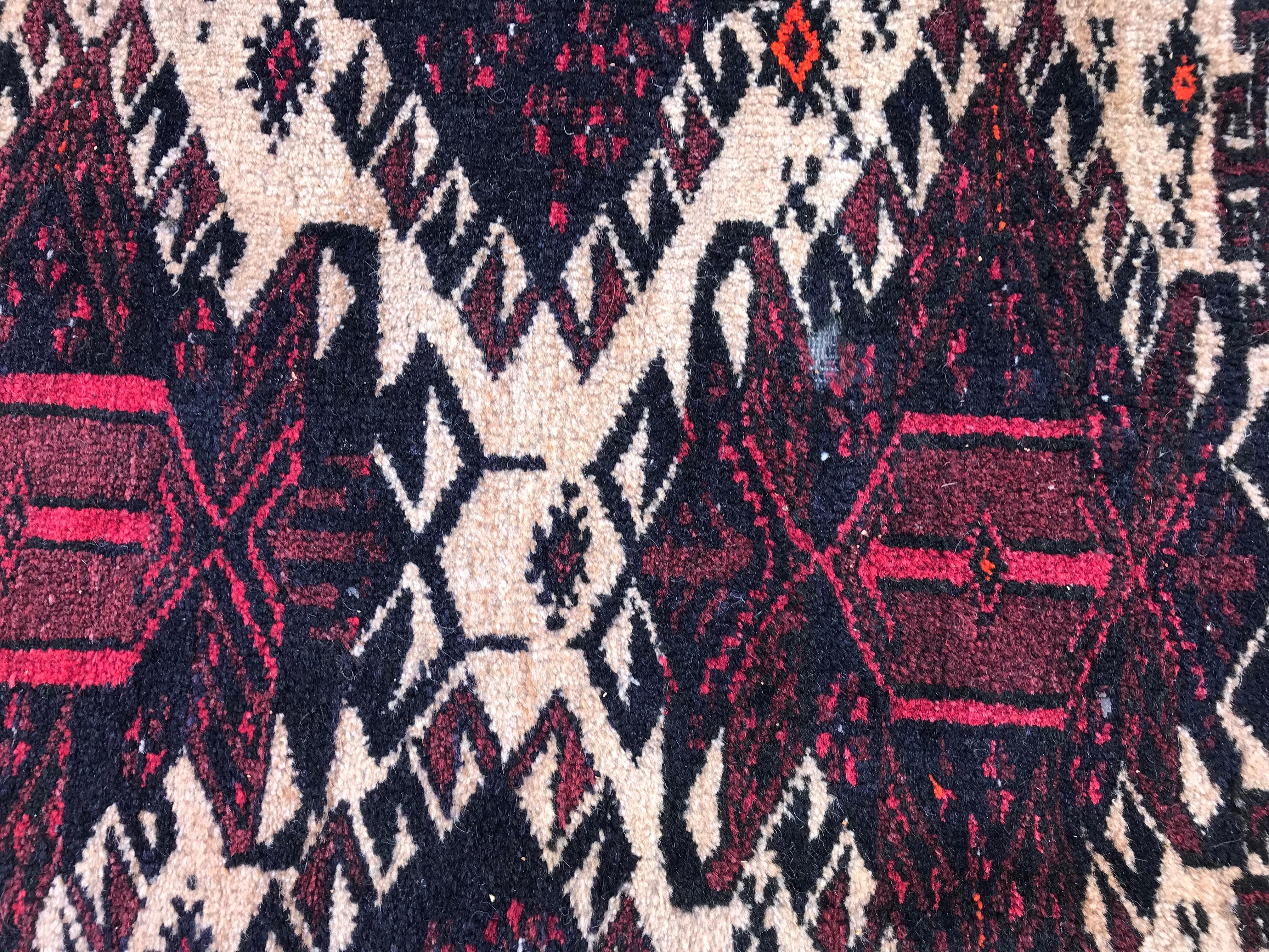 Wool Vintage Baluch Afghan Rug For Sale