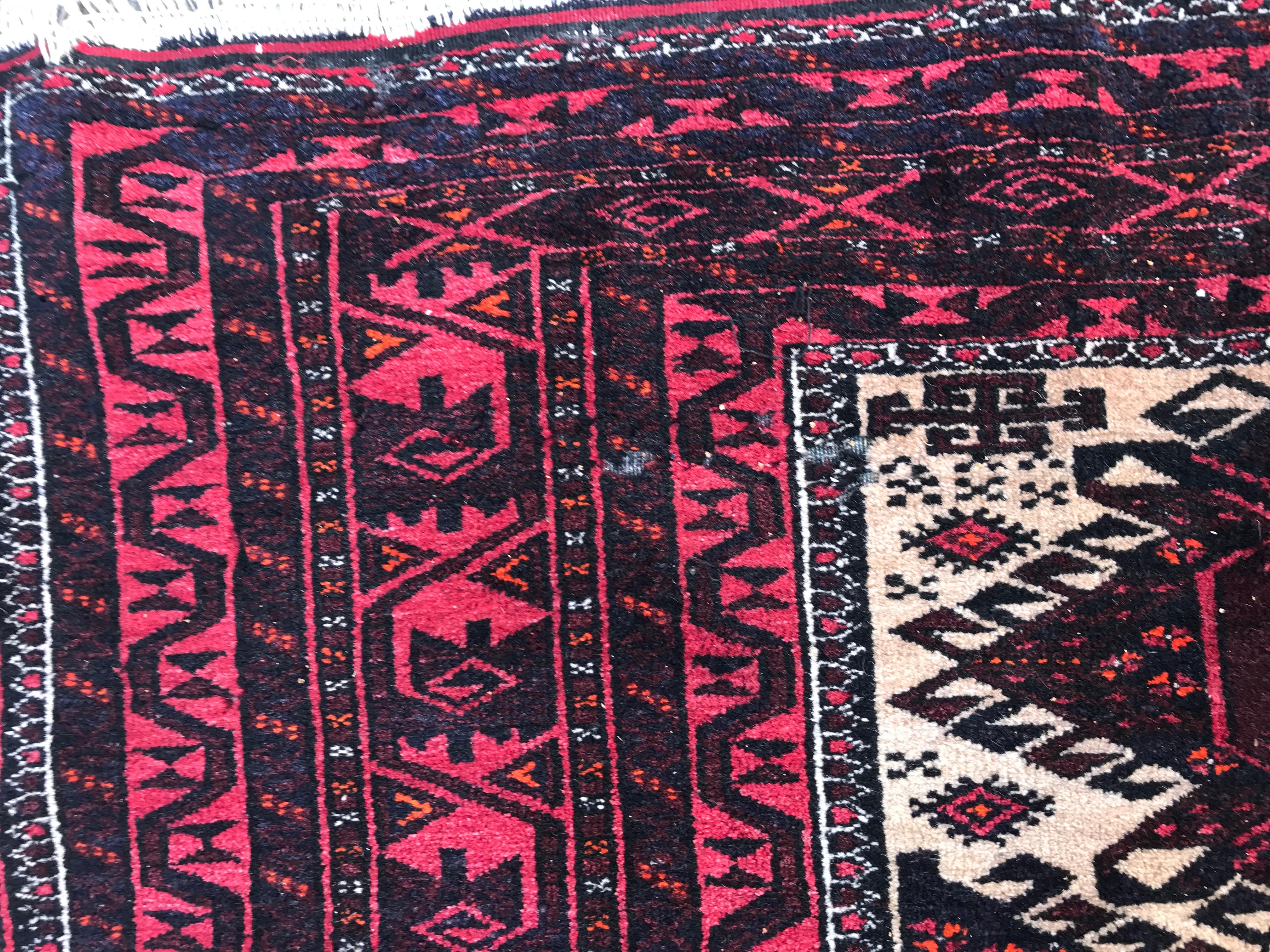 Vintage Baluch Afghan Rug For Sale 1