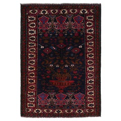 Vintage Belutsch Afghan Teppich in Blau mit Rot-Braun-Muster von Rug & Kilim