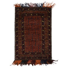 Vintage Baluch Afghan rug in Brown, Blue & Orange Patterns from Rug & Kilim