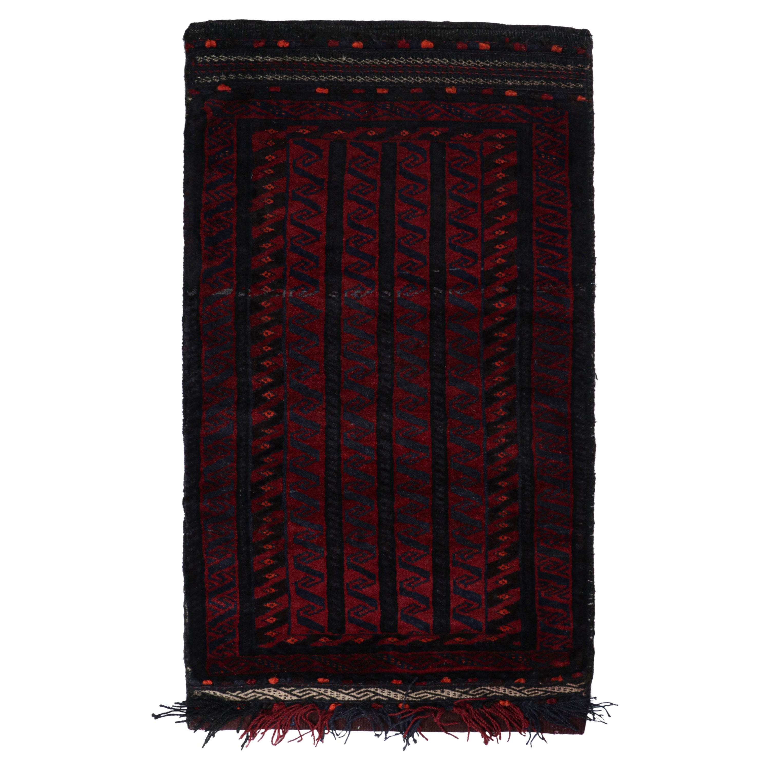 Tapis afghan Baluch à motifs rouges, bleus et noirs de Rug & Kilim