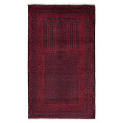 Vintage Belutsch Afghan Teppich in Rot & Blau-Schwarz-Muster von Rug & Kilim