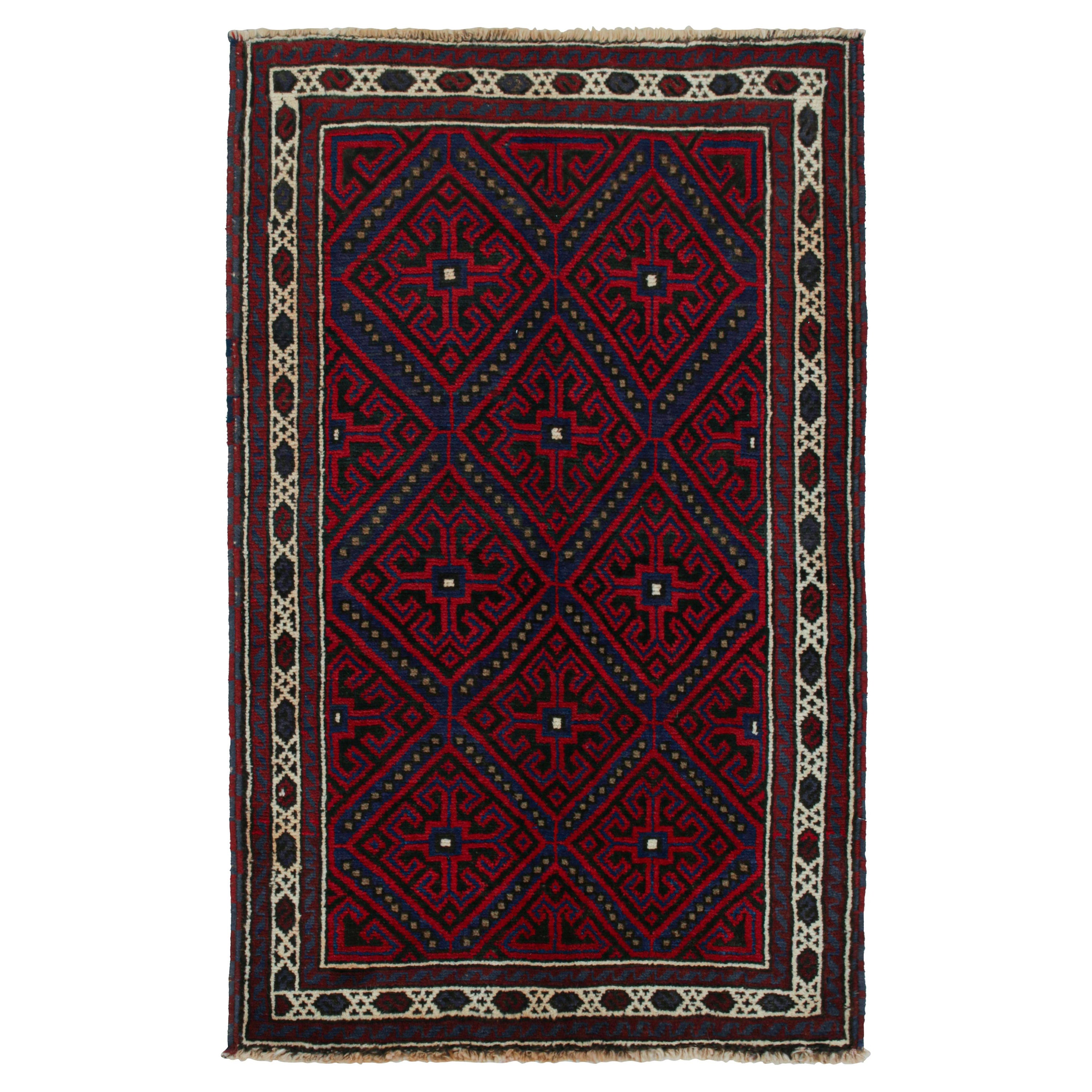 Tapis afghan Baluch à motifs rouges, bleus et noirs de Rug & Kilim