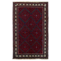 Vintage Baluch Afghan rug in Red, Blue & Black Patterns from Rug & Kilim