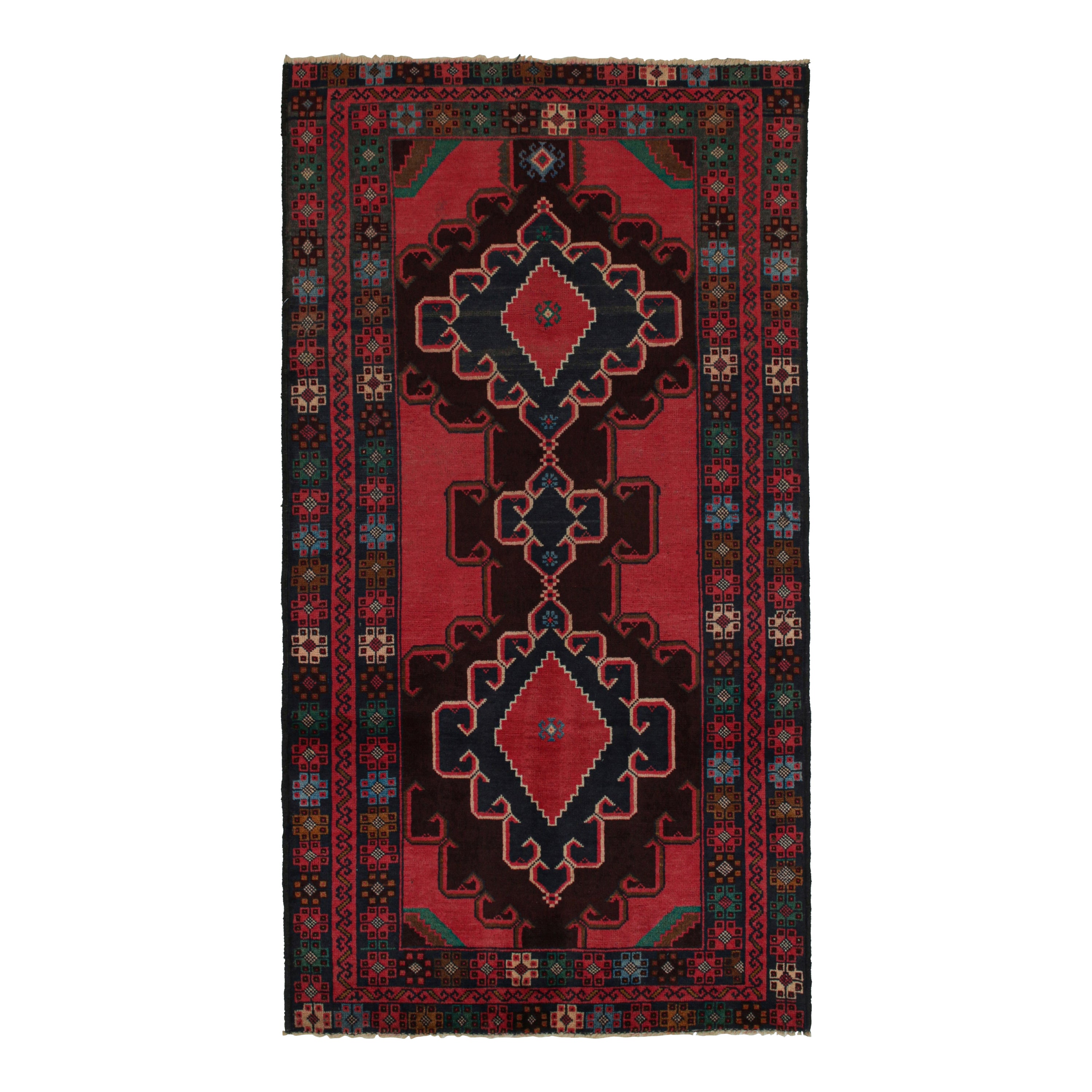 Vintage Baluch Afghan Läufer in Rot, Blau & Brown Mustern von Rug & Kilim