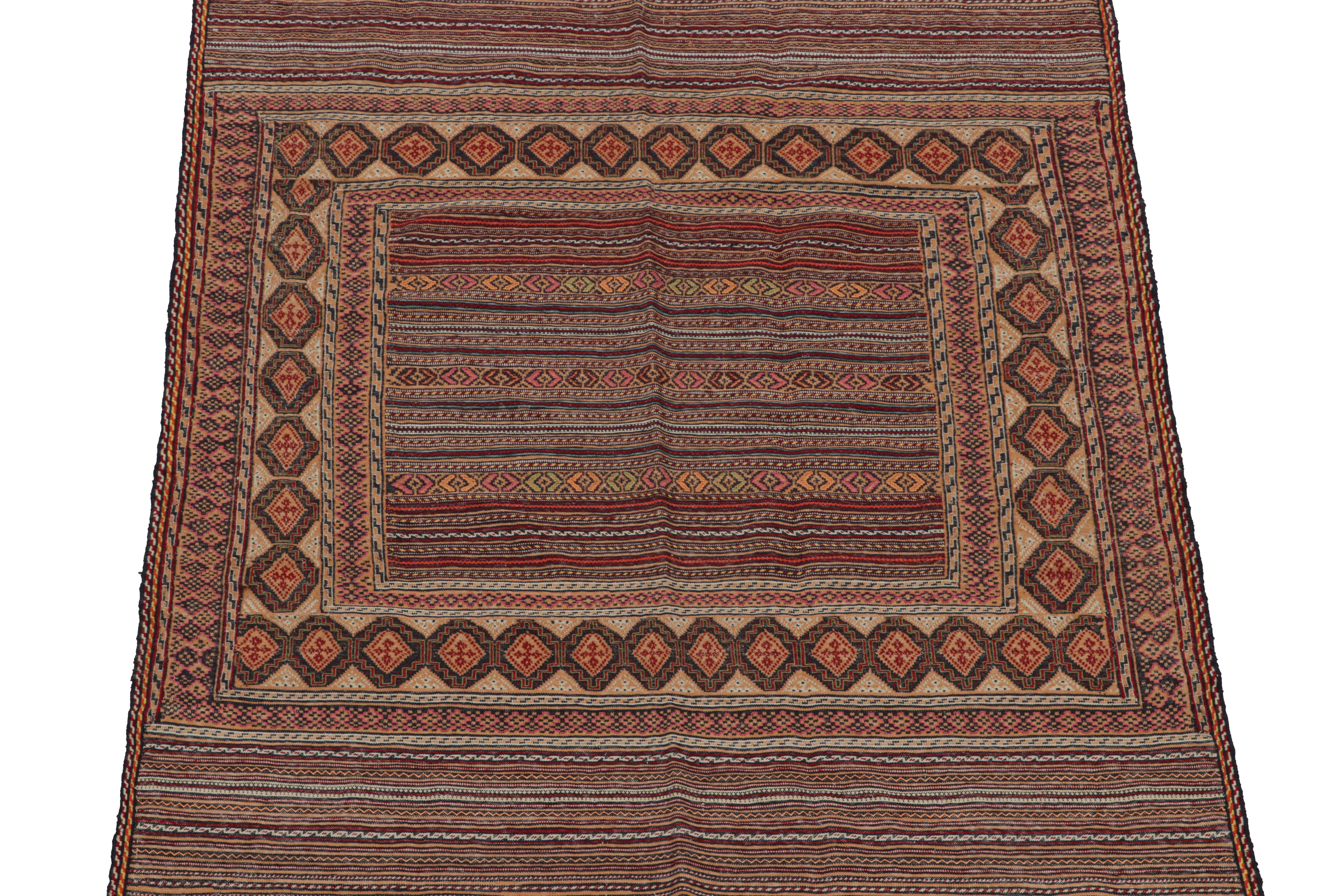 Tribal Vintage Baluch Kilim in Beige-Brown with Geometric Patterns, from Rug & Kilim For Sale