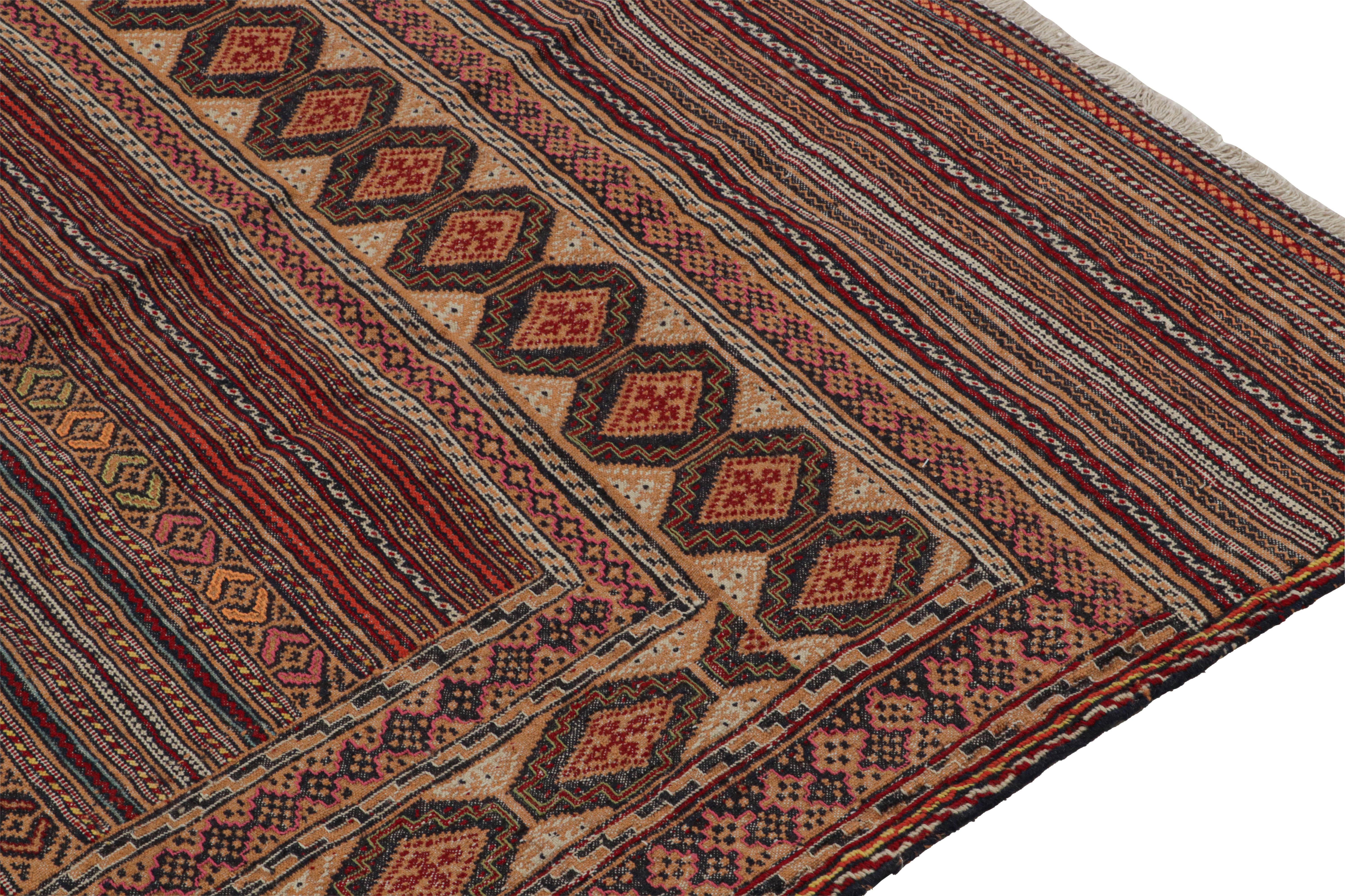 Hand-Woven Vintage Baluch Kilim in Beige-Brown with Geometric Patterns, from Rug & Kilim For Sale