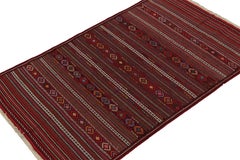 Vintage Baluch Kilim in Red with Stripes & Geometric Patterns, from Rug & Kilim