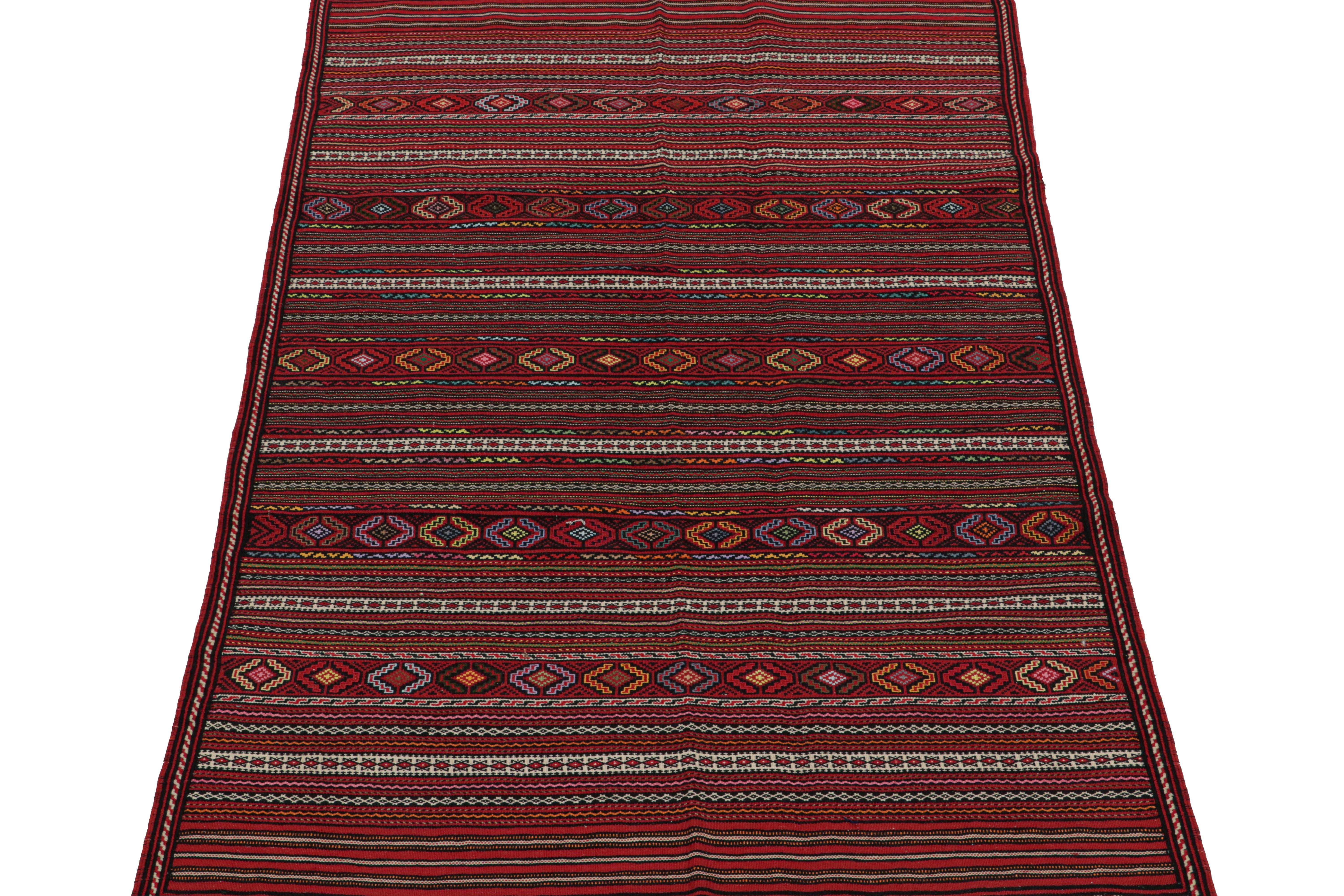 Tribal Vintage Baluch Kilim in Red with Stripes & Geometric Patterns, from Rug & Kilim For Sale