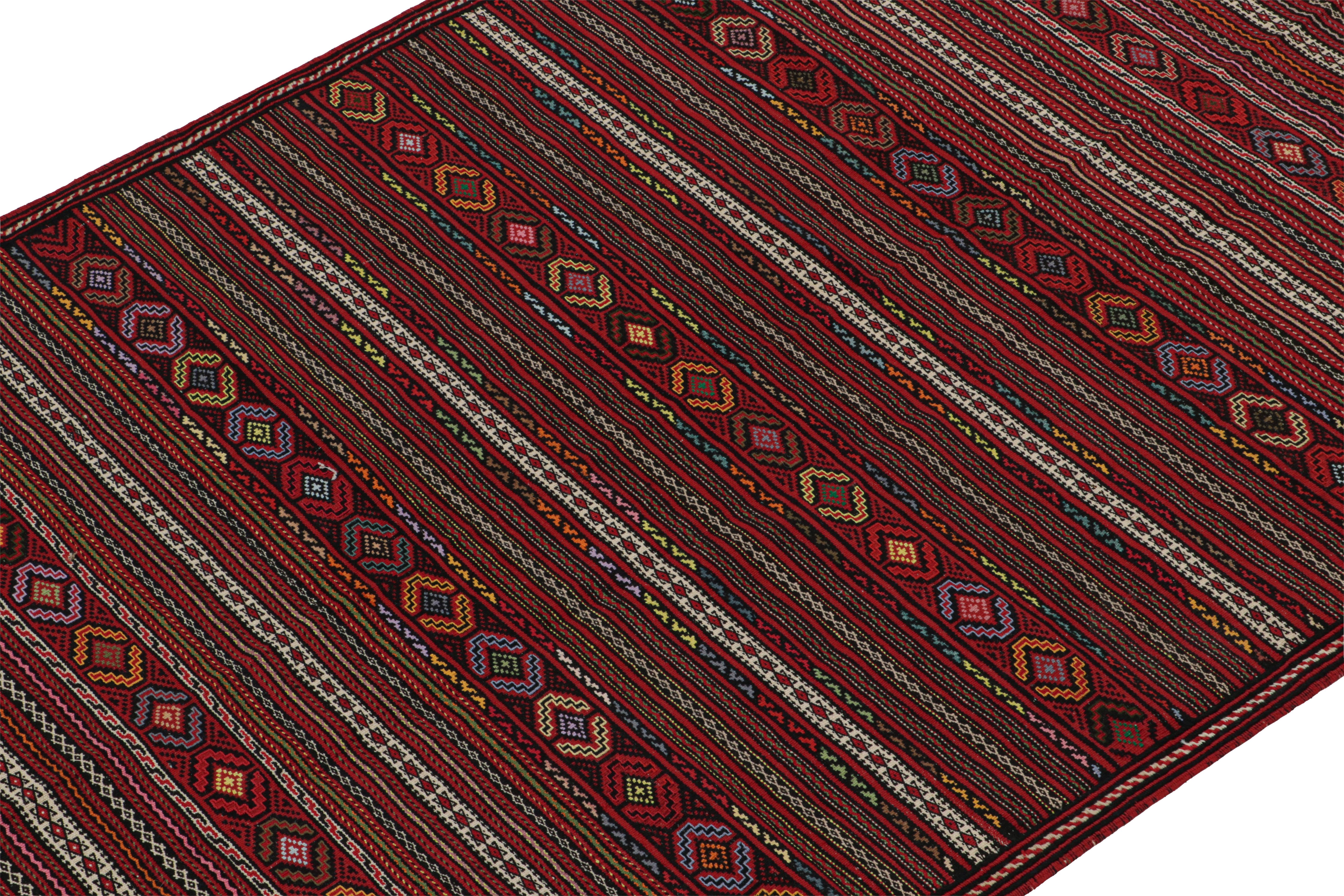 Afghan Vintage Baluch Kilim in Red with Stripes & Geometric Patterns, from Rug & Kilim For Sale
