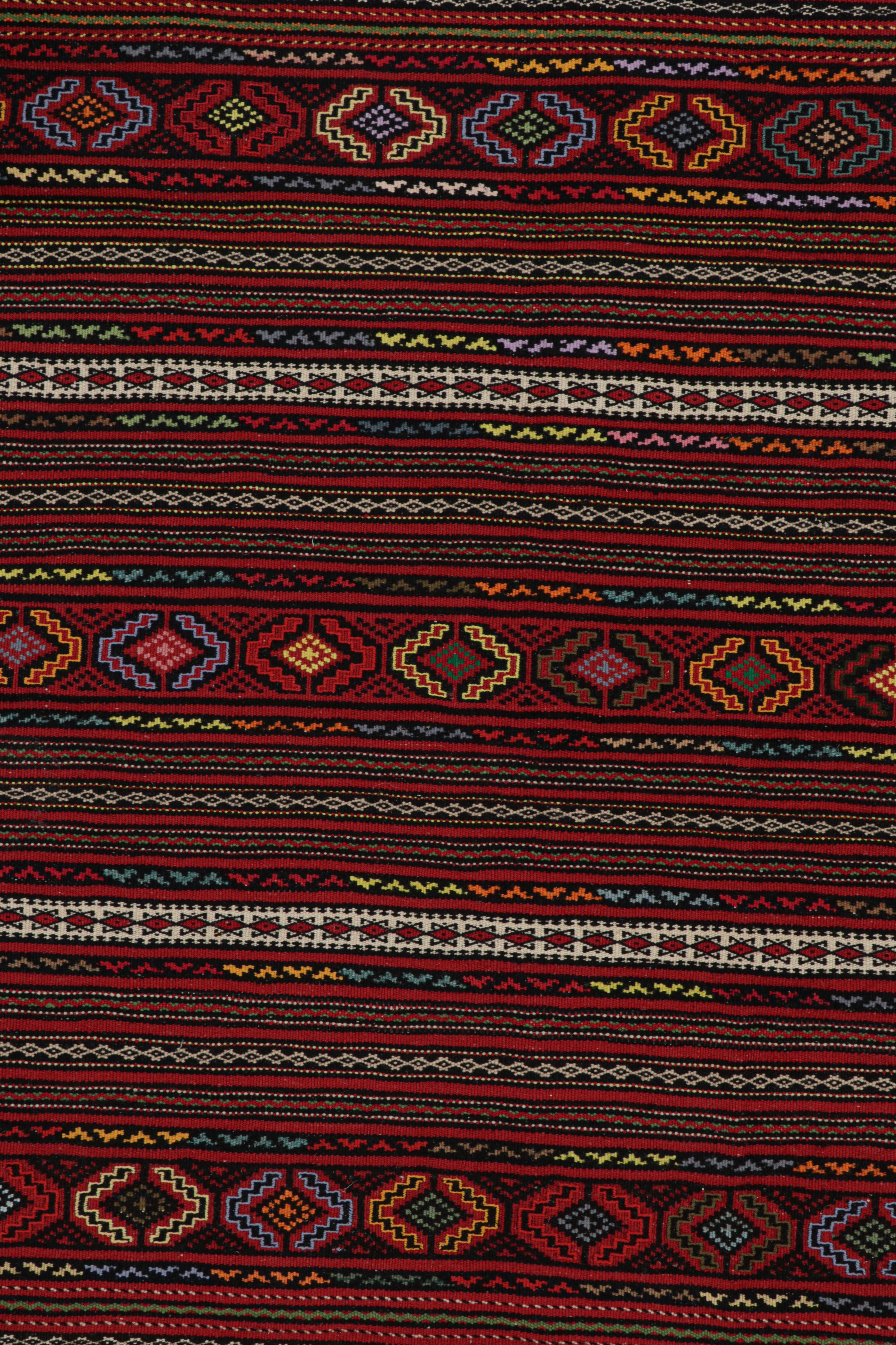 Vintage Baluch Kilim in Red with Stripes & Geometric Patterns, from Rug & Kilim In Good Condition For Sale In Long Island City, NY