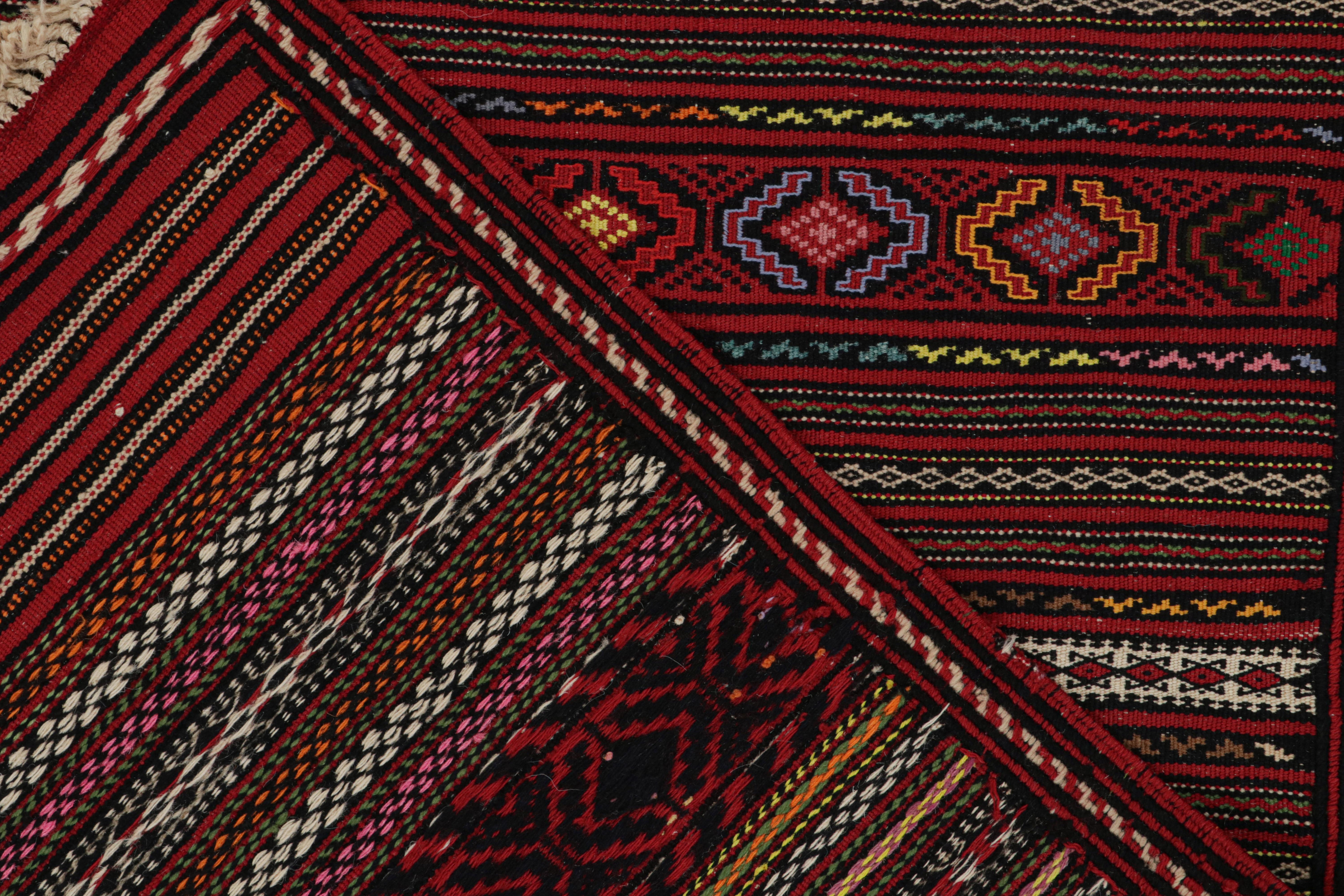 Mid-20th Century Vintage Baluch Kilim in Red with Stripes & Geometric Patterns, from Rug & Kilim For Sale