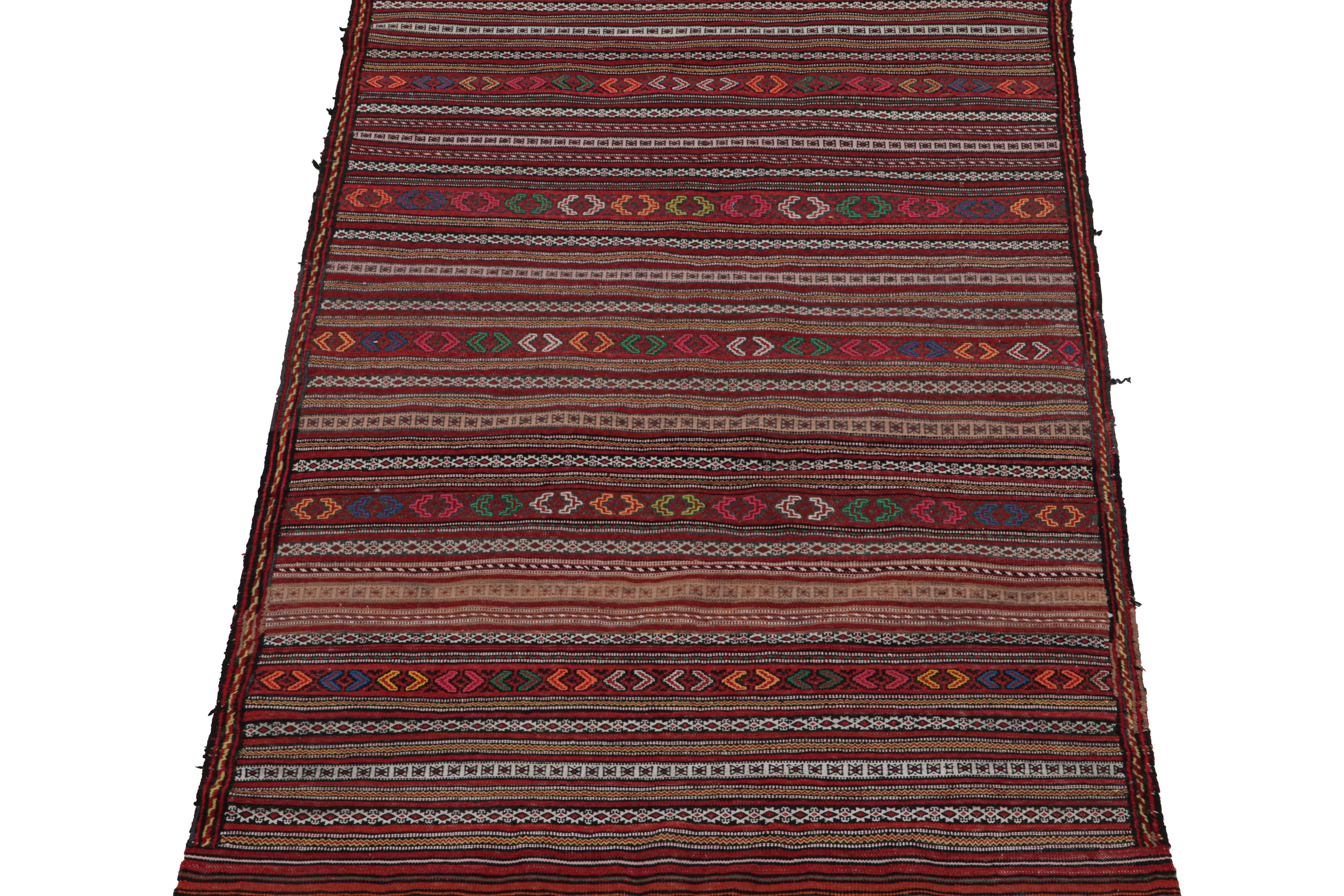 Afghan Vintage Baluch Kilim Rug in Red with Stripes and Tribal Motifs, from Rug & Kilim For Sale