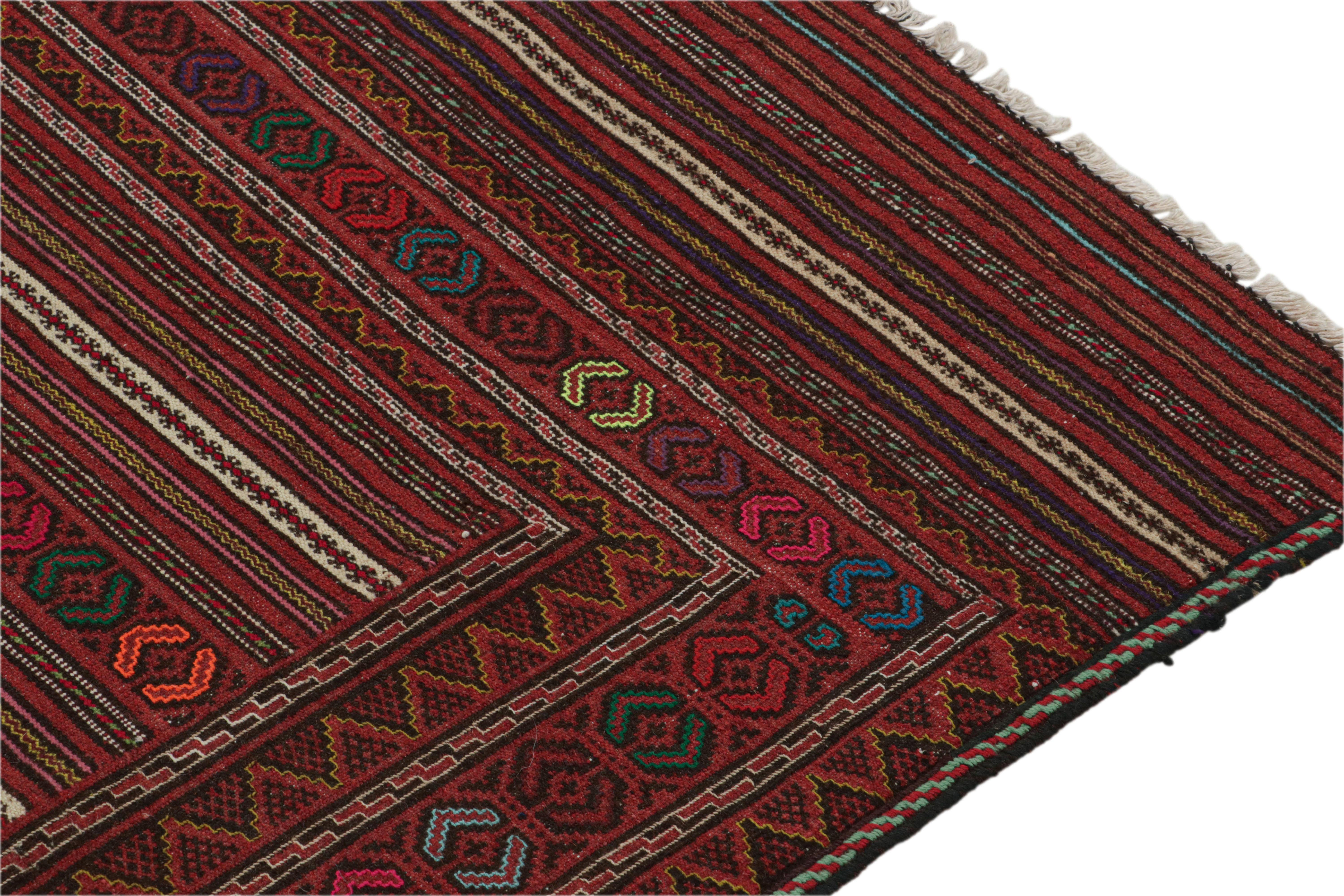 Vintage Baluch Kilim Rug in Red with Stripes and Tribal Motifs, from Rug & Kilim In Good Condition For Sale In Long Island City, NY