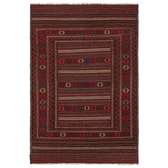 Tappeto Baluch Kilim vintage in rosso con strisce e motivi tribali, da Rug & Kilim