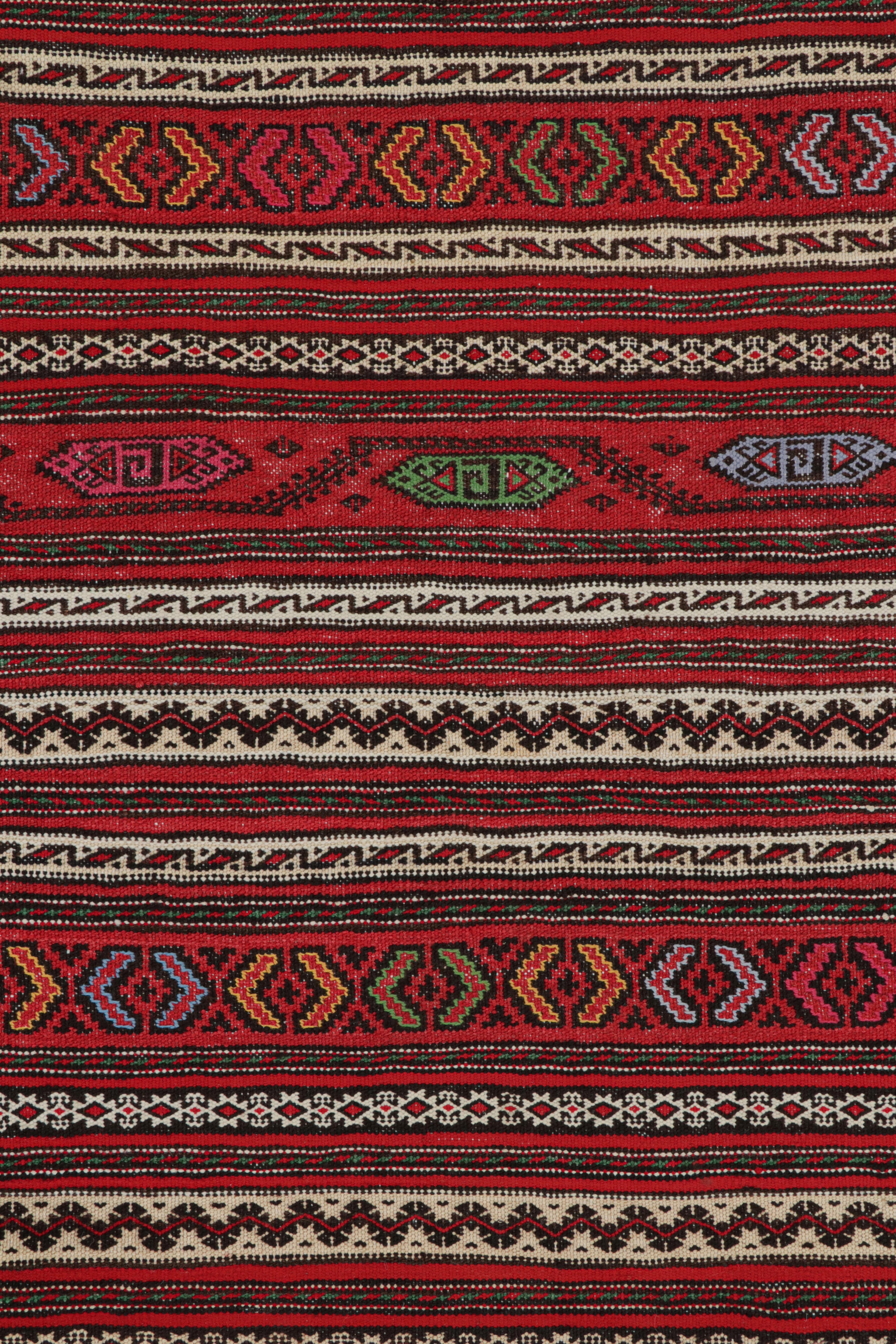 Mid-20th Century Vintage Baluch Kilim Runner with Red Stripes & Tribal Motifs, from Rug & Kilim For Sale