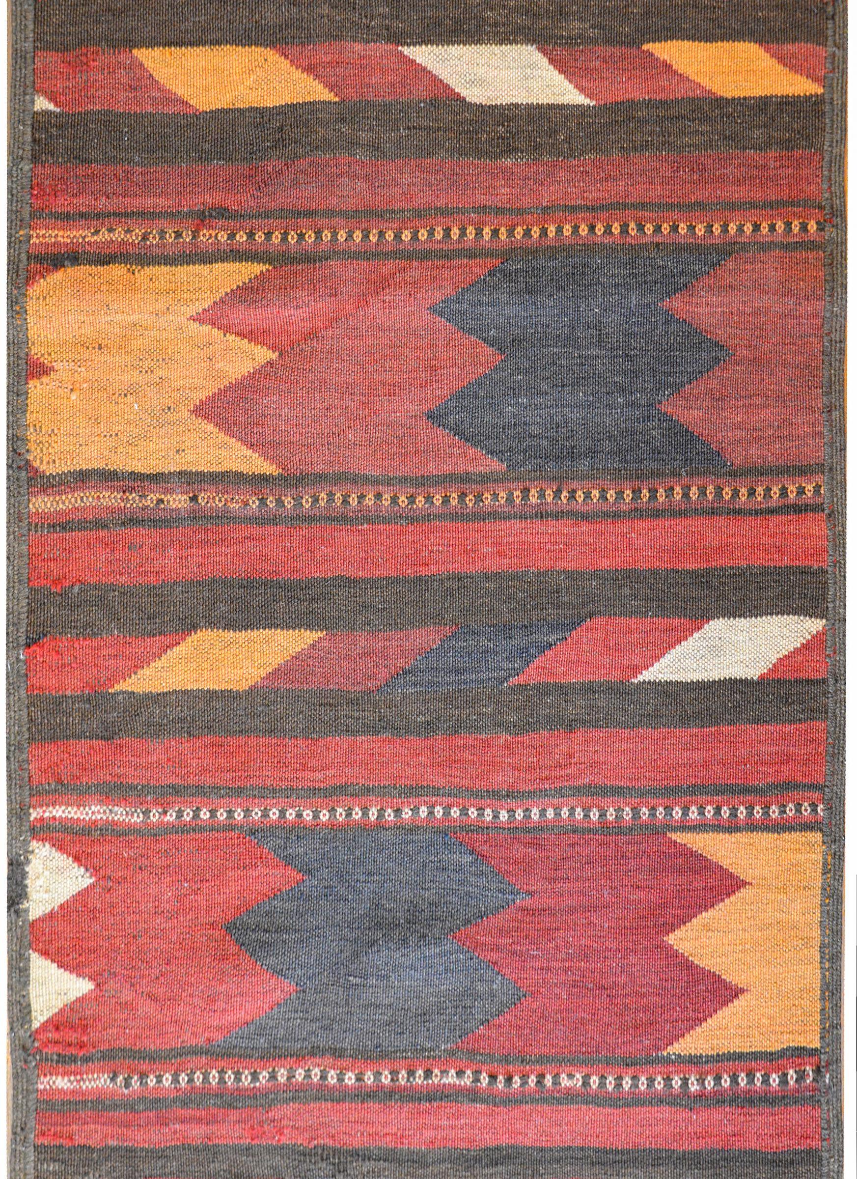 Mid-Century Modern Vintage Baluch Kilim Runner For Sale