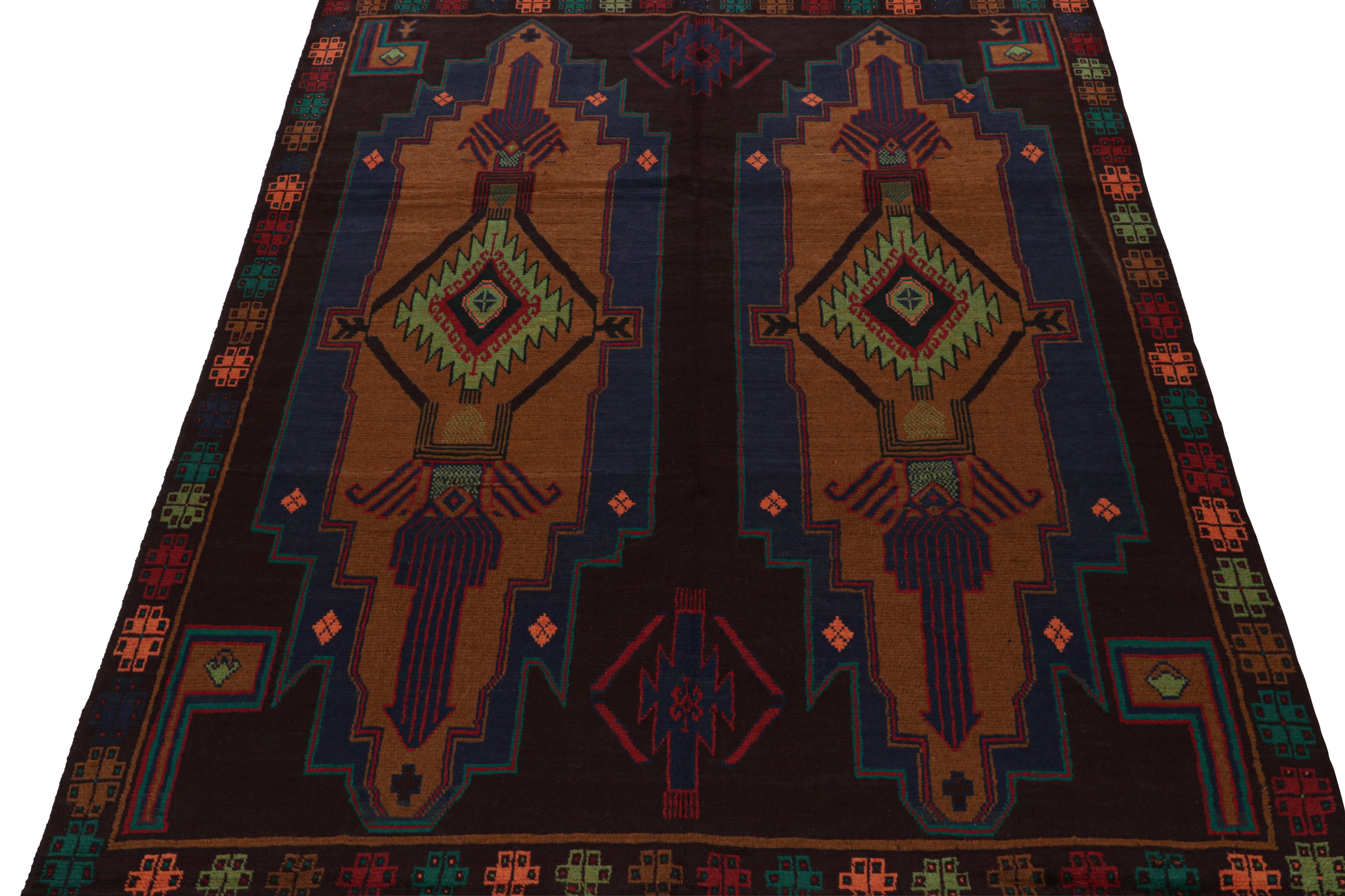 Tribal Rug & Kilim's Baluch Kohistani Rug in Rust with Geometric Medallions For Sale