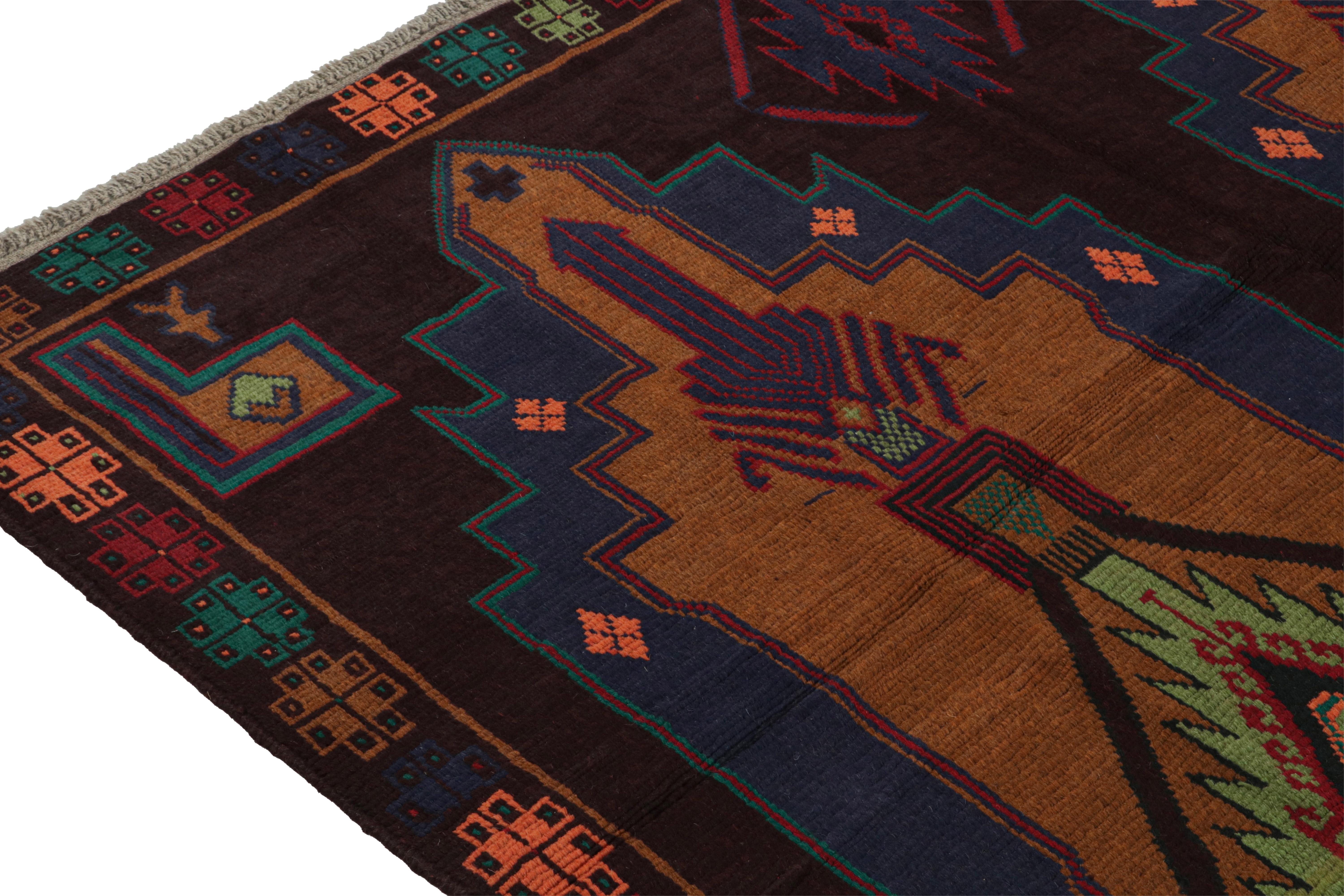 Hand-Knotted Rug & Kilim's Baluch Kohistani Rug in Rust with Geometric Medallions For Sale