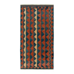 Kilim persiano Baluch vintage in blu, ruggine e beige con motivo geometrico tribale