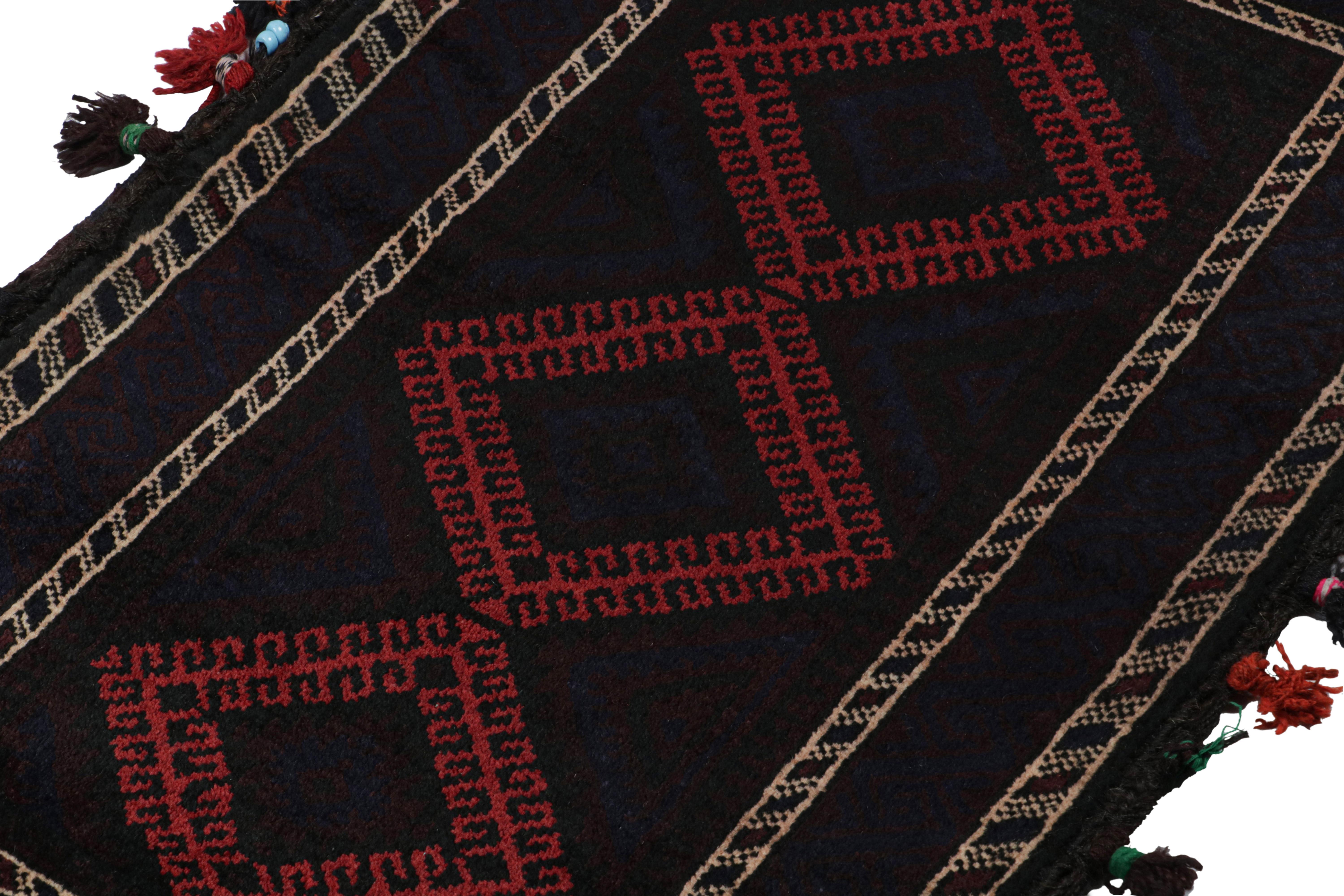 Vintage Baluch Persian rug in Black & Red Tribal Patterns from Rug & Kilim In Good Condition For Sale In Long Island City, NY