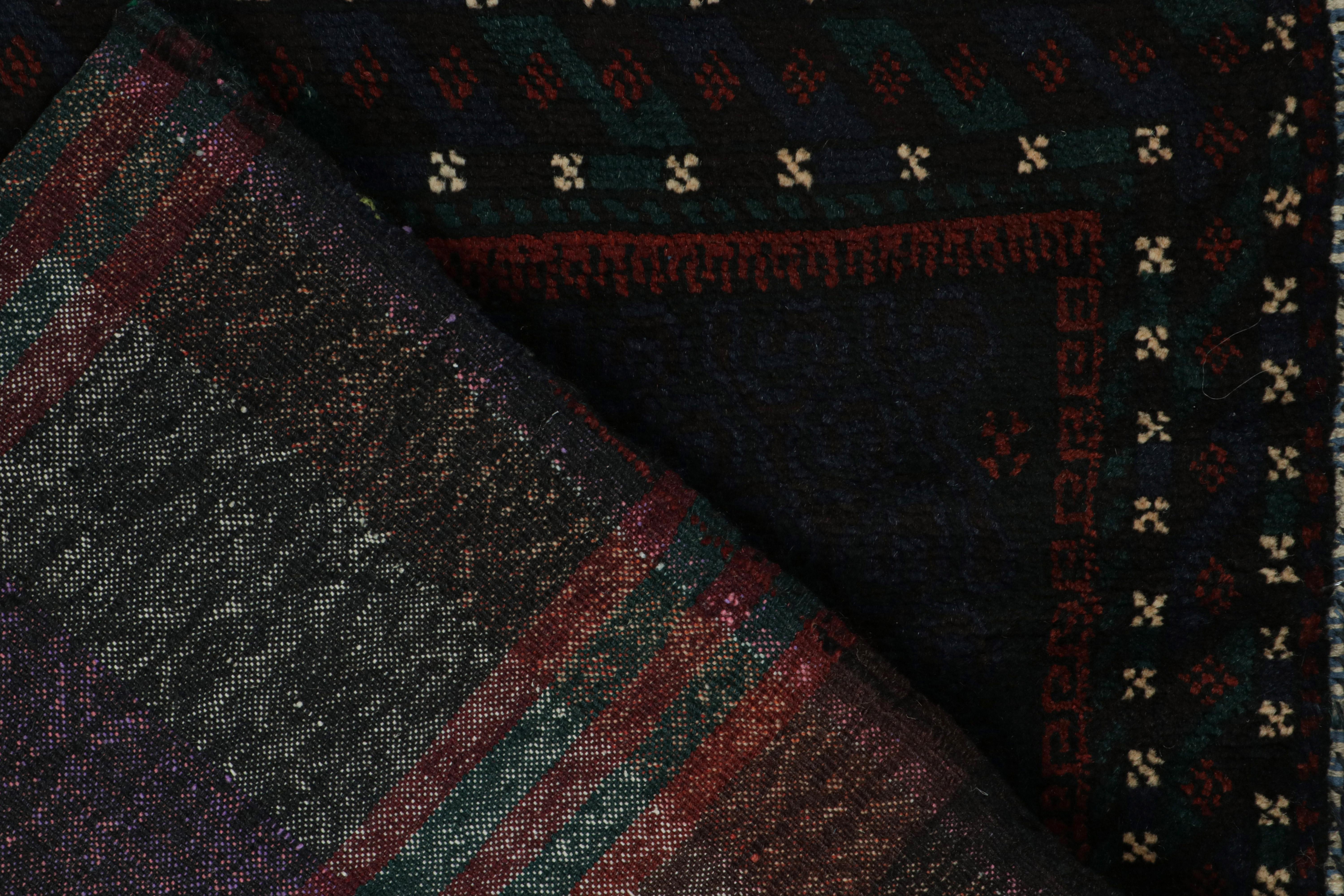 Vintage Baluch Afghan rug in Blue, Black & Red Tribal Patterns from Rug & Kilim For Sale 1
