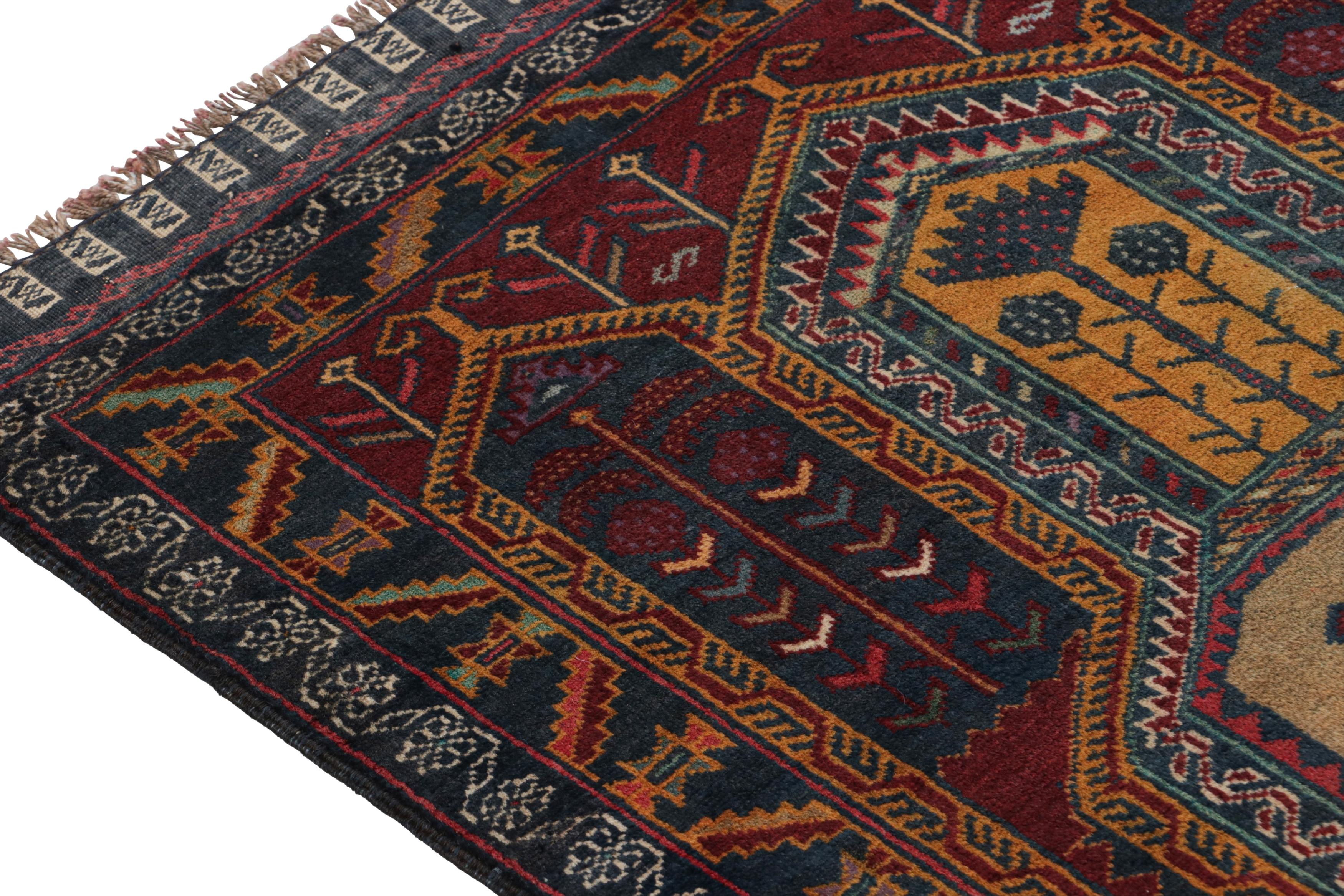 Vintage Baluch Persian rug in Blue, Brown, Gold & Red Pattern from Rug & Kilim In Good Condition For Sale In Long Island City, NY