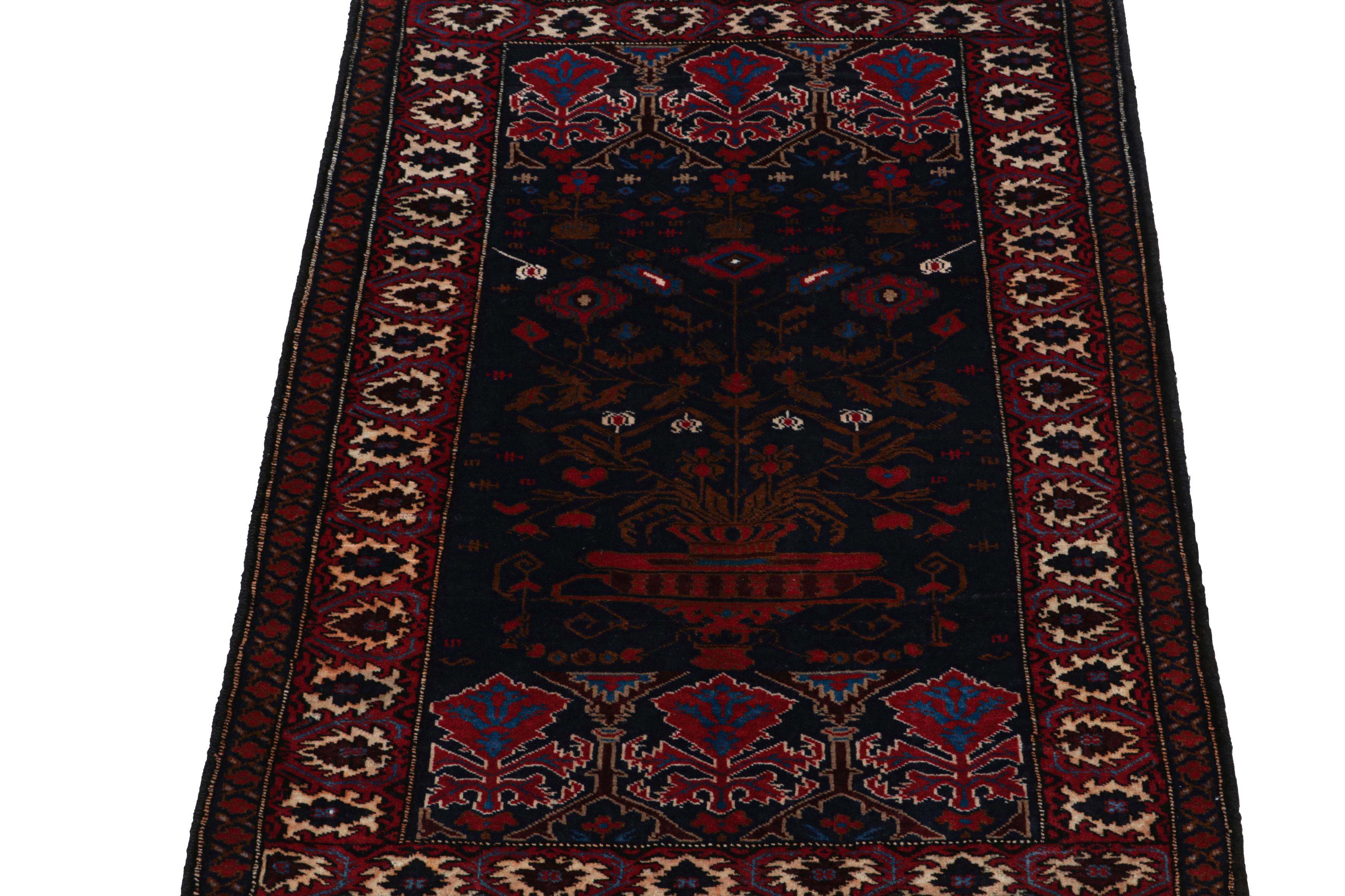 Tribal Vintage Baluch Persian rug in Blue with Red-Brown Patterns from Rug & Kilim For Sale