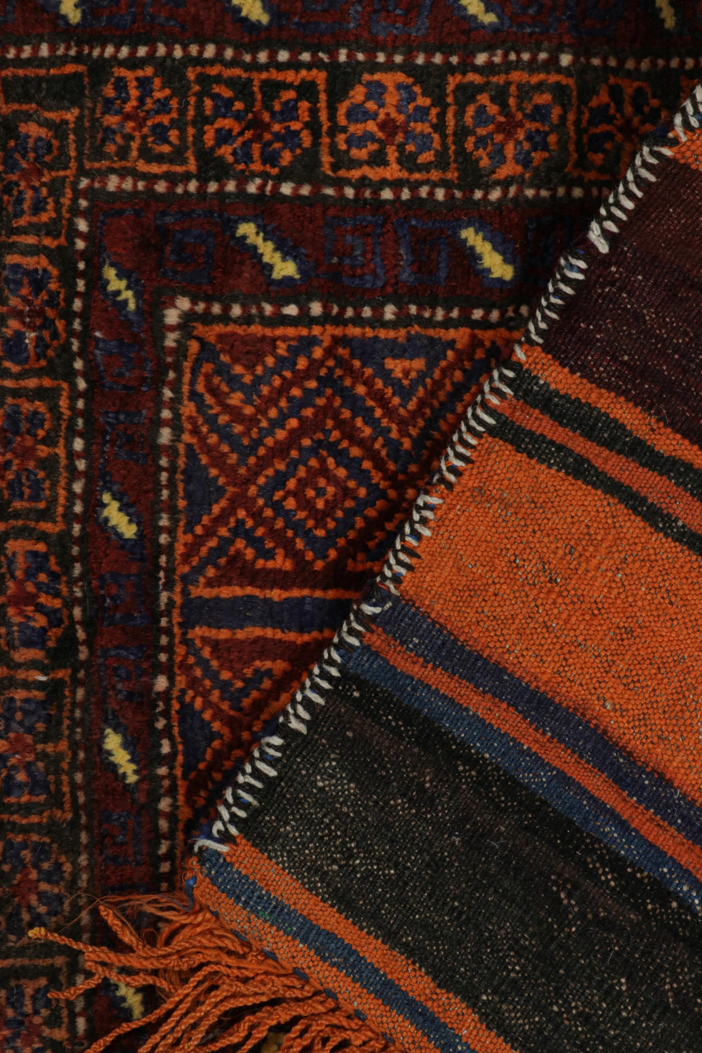 Wool Vintage Baluch Persian rug in Brown, Blue & Orange Patterns from Rug & Kilim For Sale