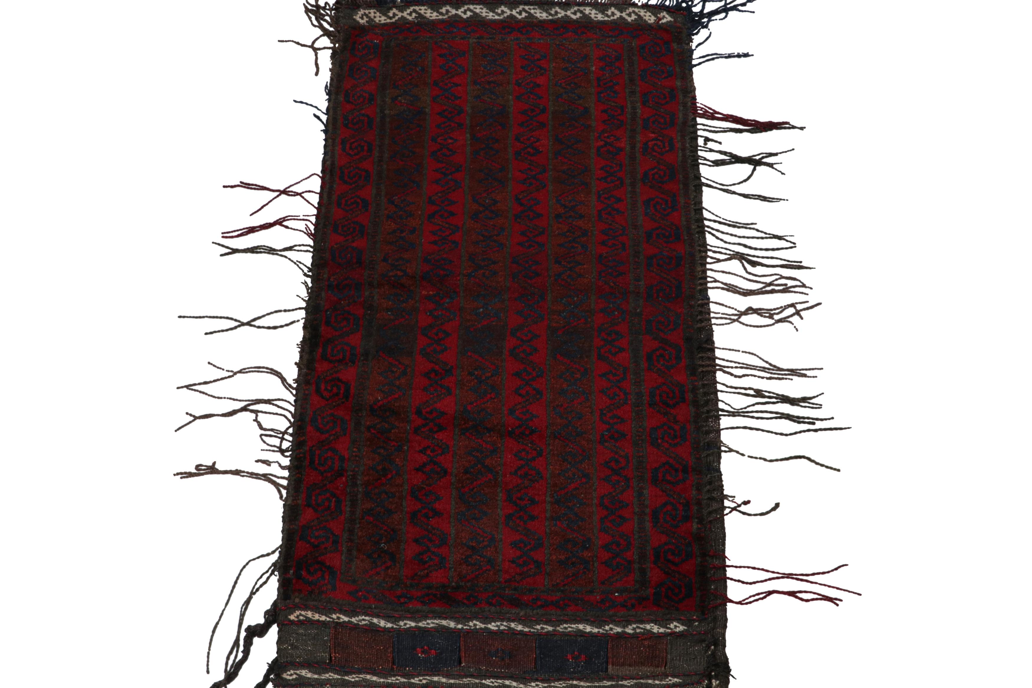Tribal Vintage Baluch Persian rug in Brown, Red & Blue Patterns from Rug & Kilim For Sale