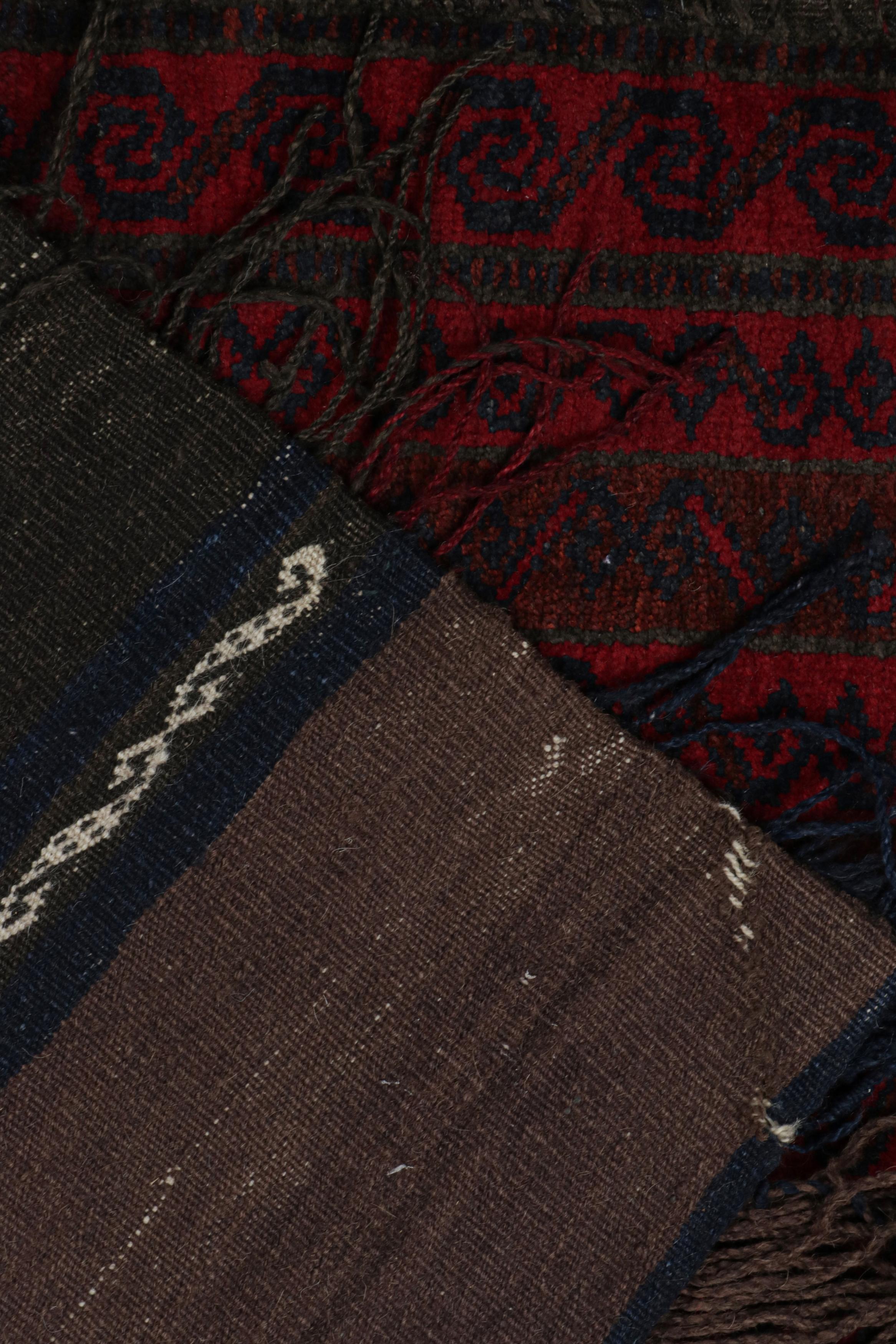 Wool Vintage Baluch Persian rug in Brown, Red & Blue Patterns from Rug & Kilim For Sale