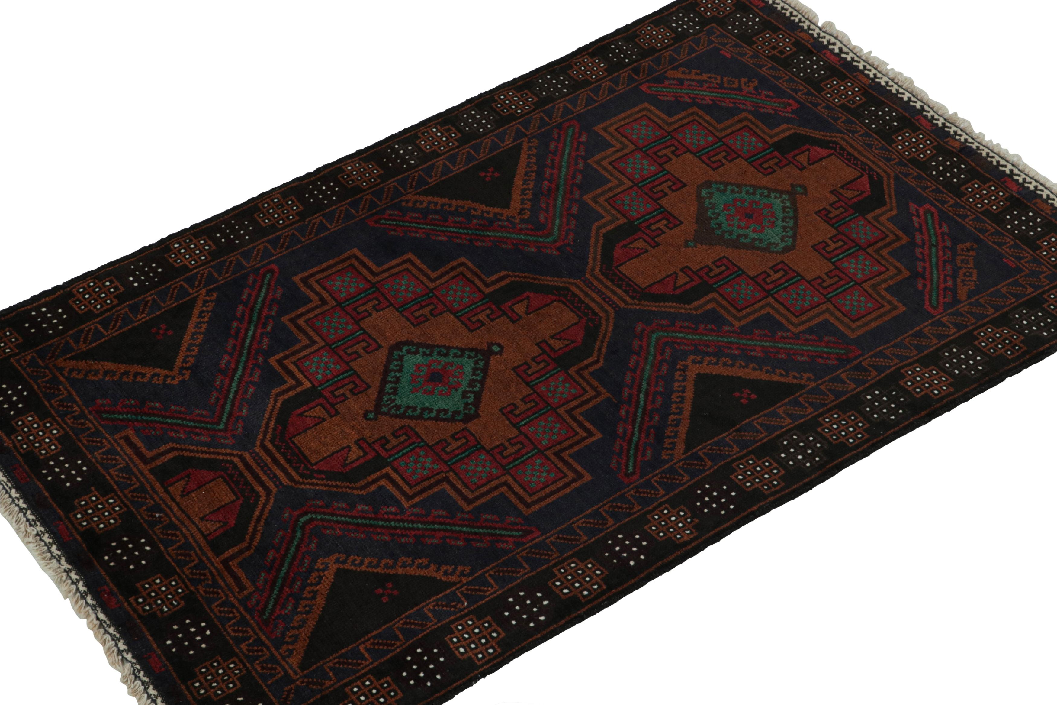 Hand-knotted in wool, this 3x5 Baluch Persian rug of the 1950s is the latest to enter Rug & Kilim’s prestigious Antique & Vintage collection.

On the Design:

The piece enjoys patterns in gold, red & green with impeccable detailing. The field is