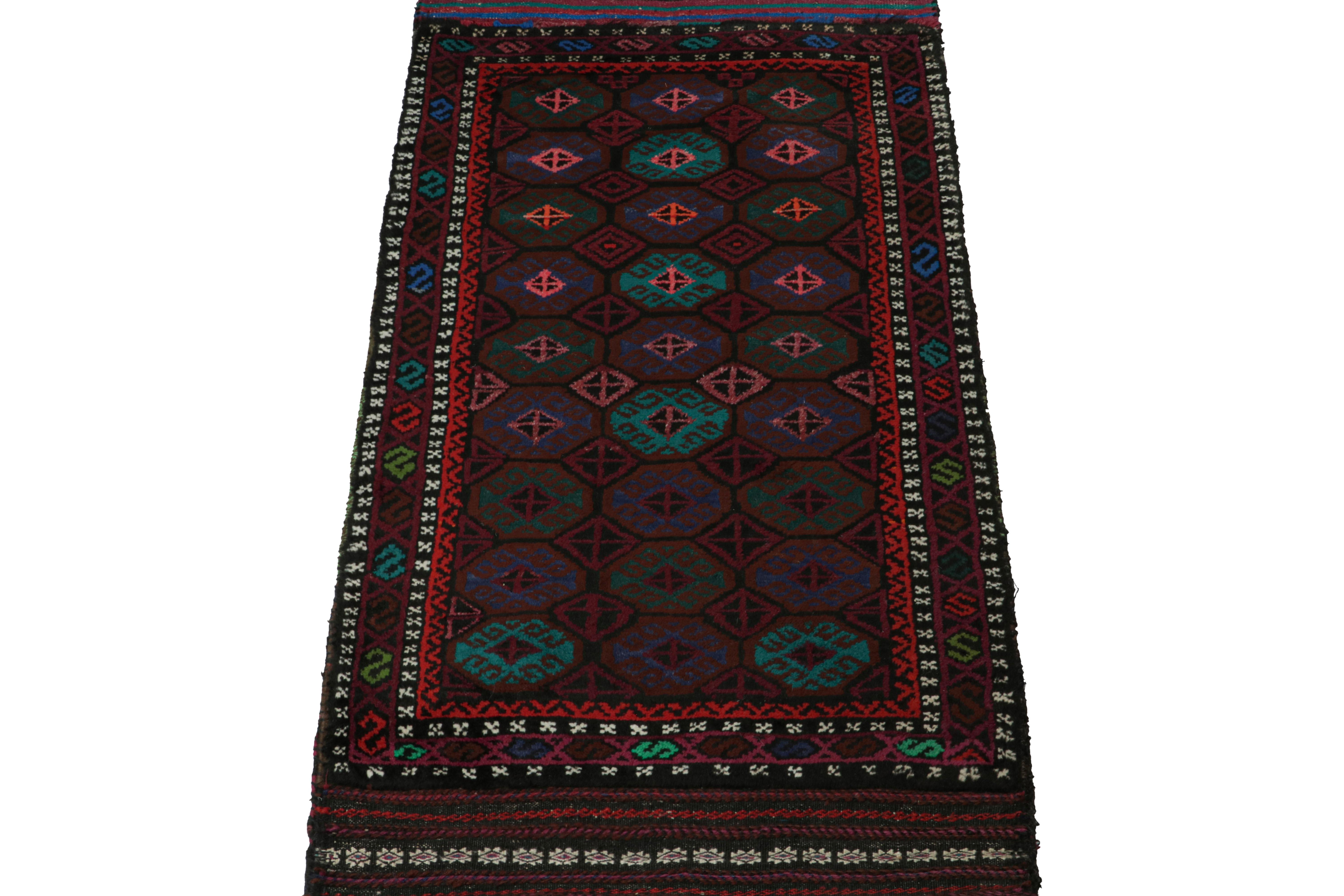 Tribal Vintage Baluch Persian rug in Polychromatic Patterns from Rug & Kilim For Sale