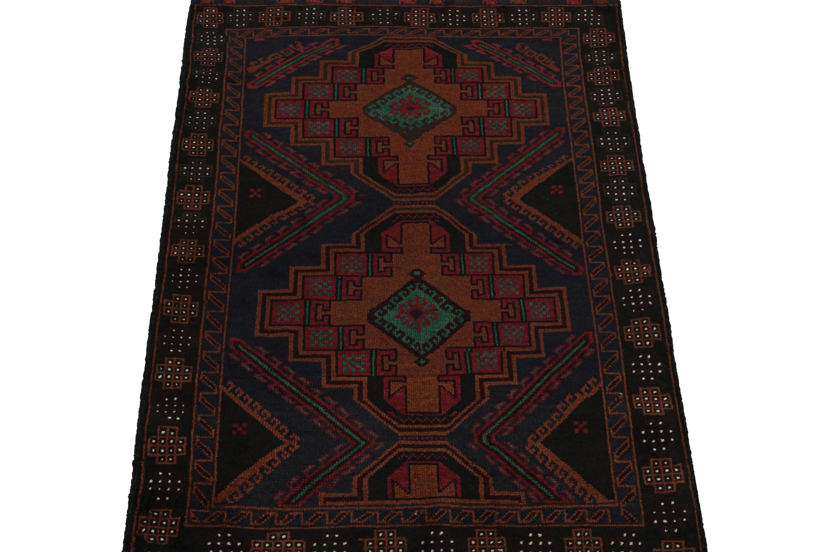 Tribal Vintage Baluch Persian rug in Polychromatic Patterns from Rug & Kilim For Sale