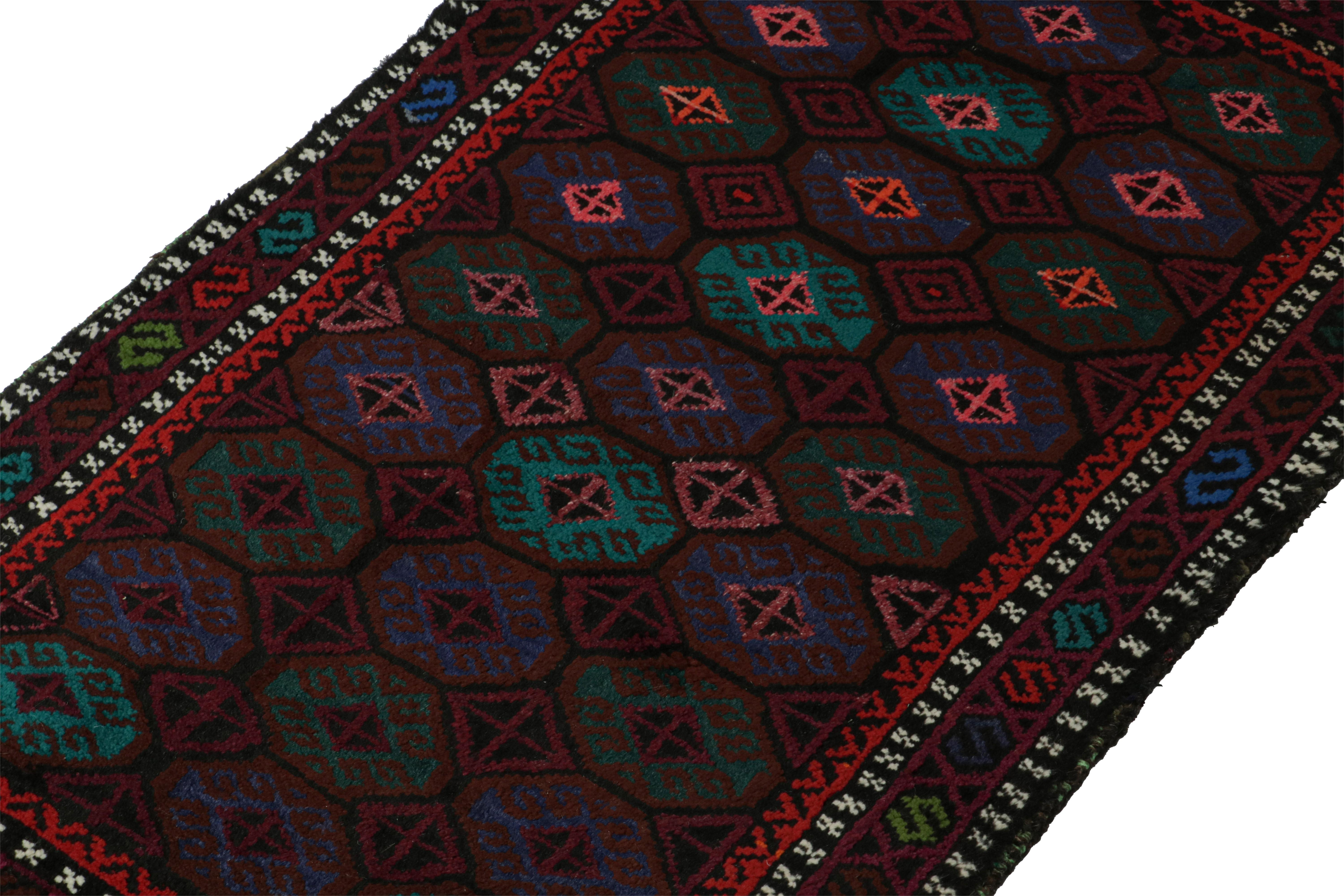 Hand-Knotted Vintage Baluch Persian rug in Polychromatic Patterns from Rug & Kilim For Sale