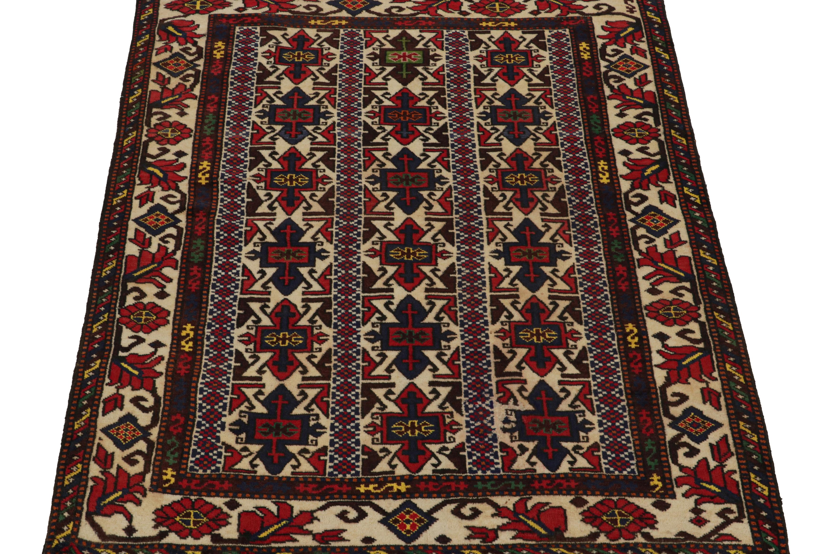 Tribal Vintage Baluch Persian rug in Red, Beige, Blue & Brown Patterns from Rug & Kilim For Sale