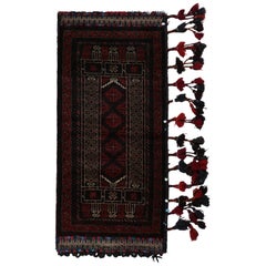 Vintage Baluch Persian rug in Red Black 
White Tribal Patterns from Rug 
Kilim