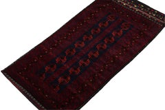Vintage Belutsch Afghan Teppich in Rot, Blau & Schwarz Muster von Rug & Kilim